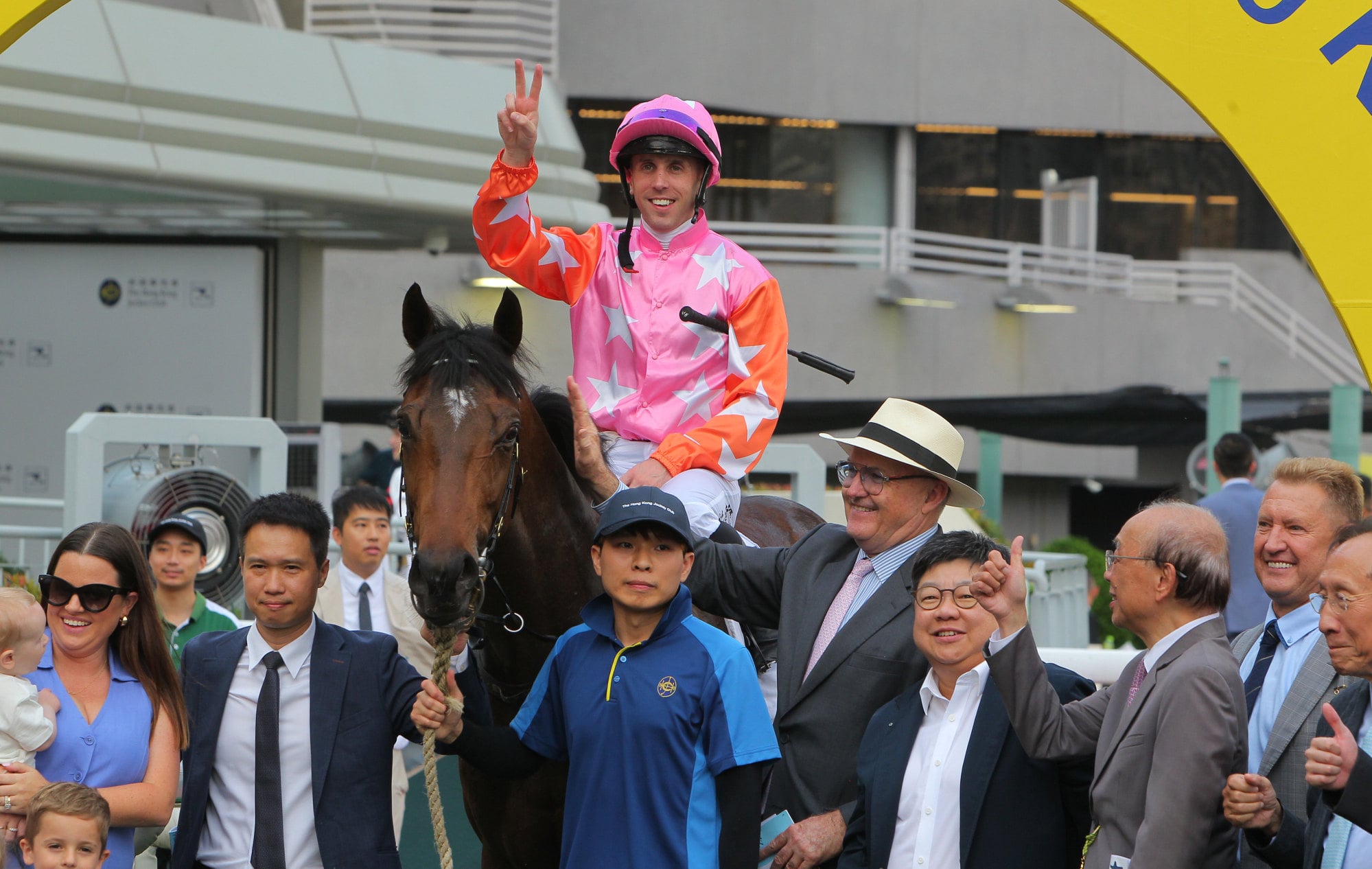 Brenton Avdulla, David Hayes and connections of My Mars celebrate his win.