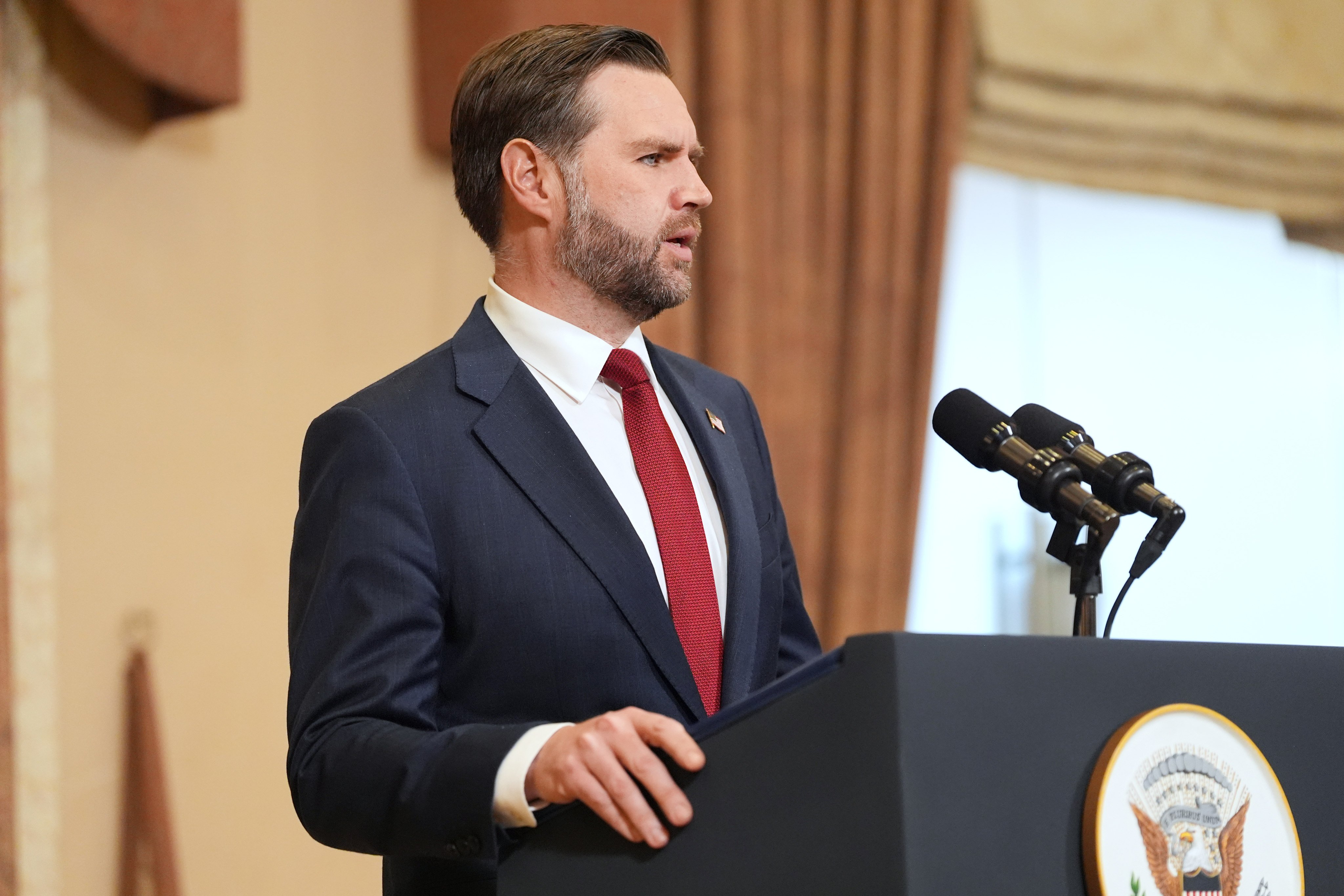 US Vice-President J.D. Vance speaks to the media after the talks concluded without a deal. Photo: AP Photo