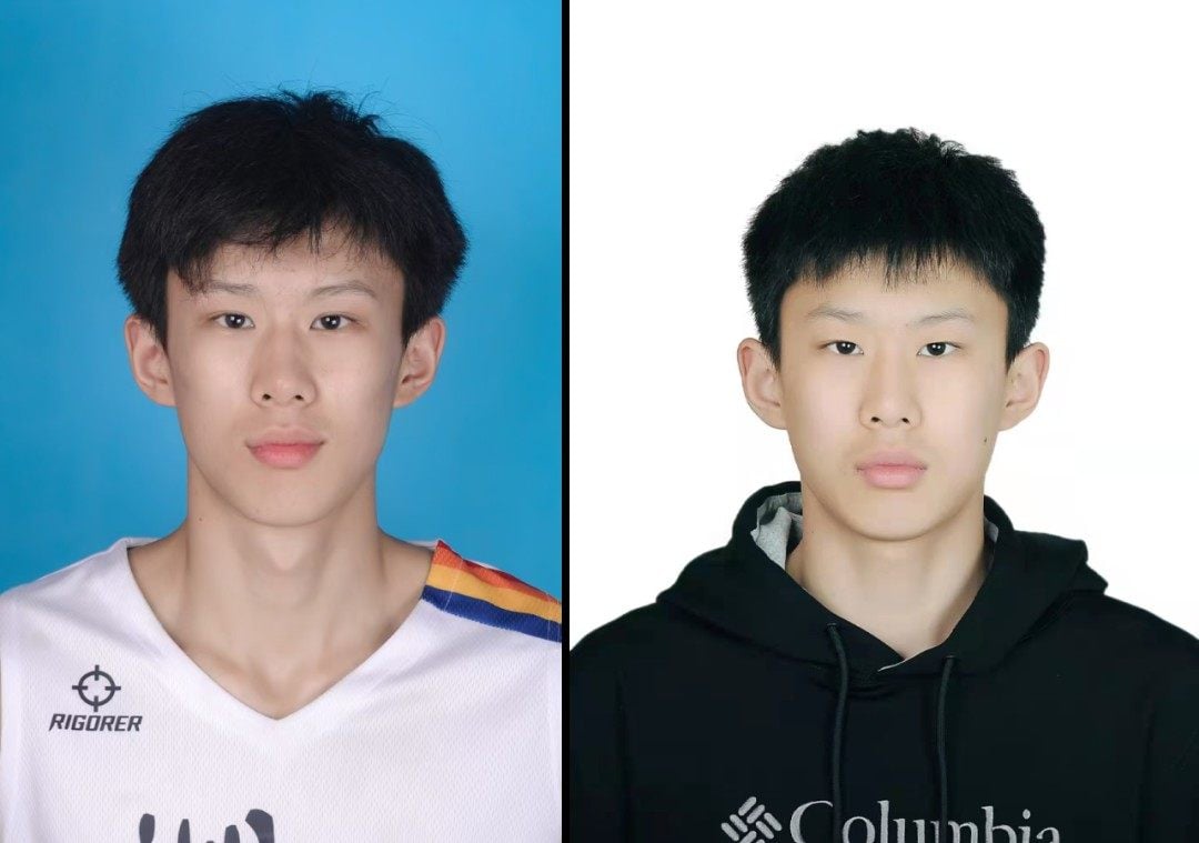 A side-by-side comparison highlights the striking resemblance between Li Yize (left) and Zhang Hanbo. Photo: CBA