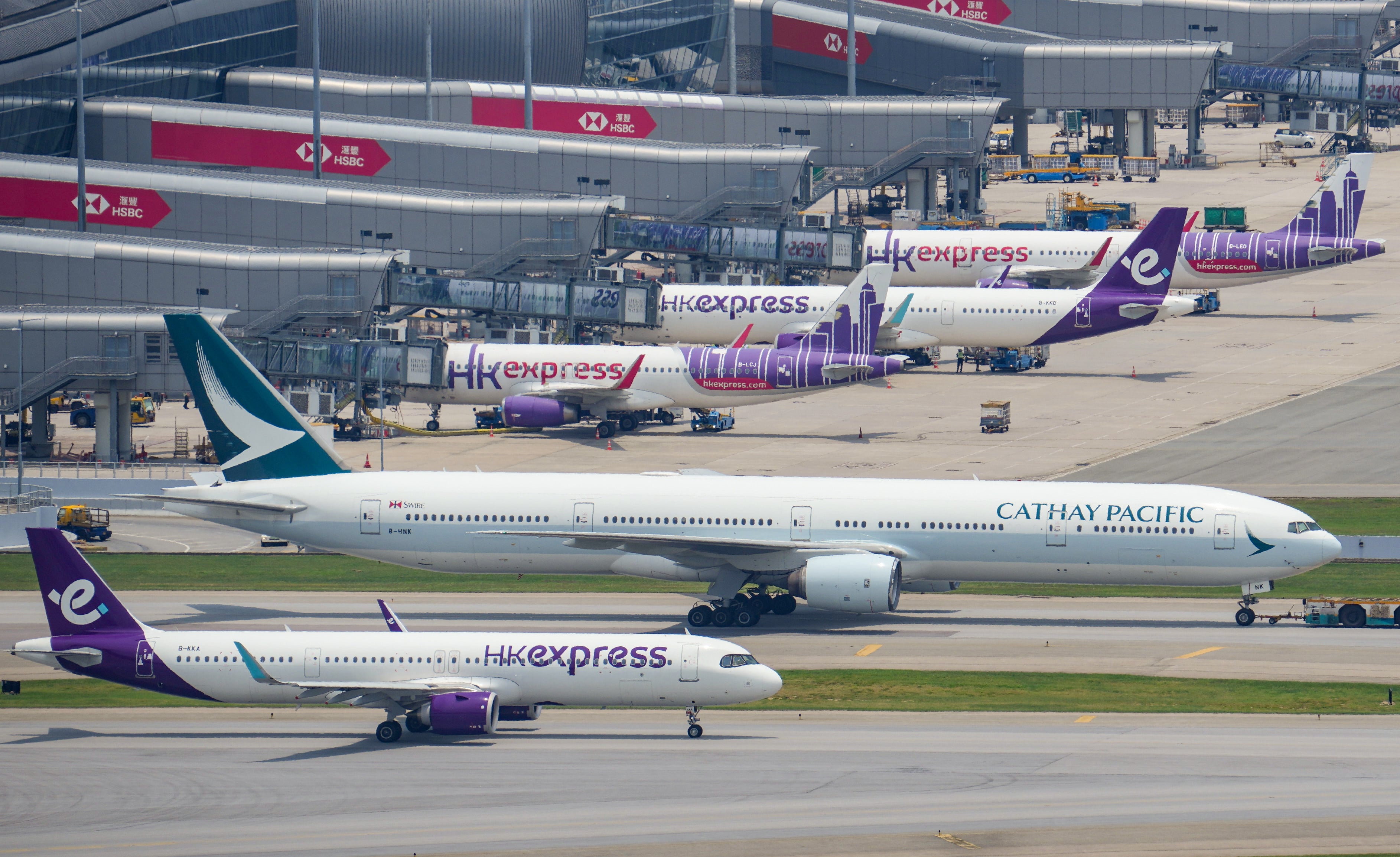 Cathay Pacific and HK Express Aircraft at the Hong Kong International Airport. Photo: May Tse