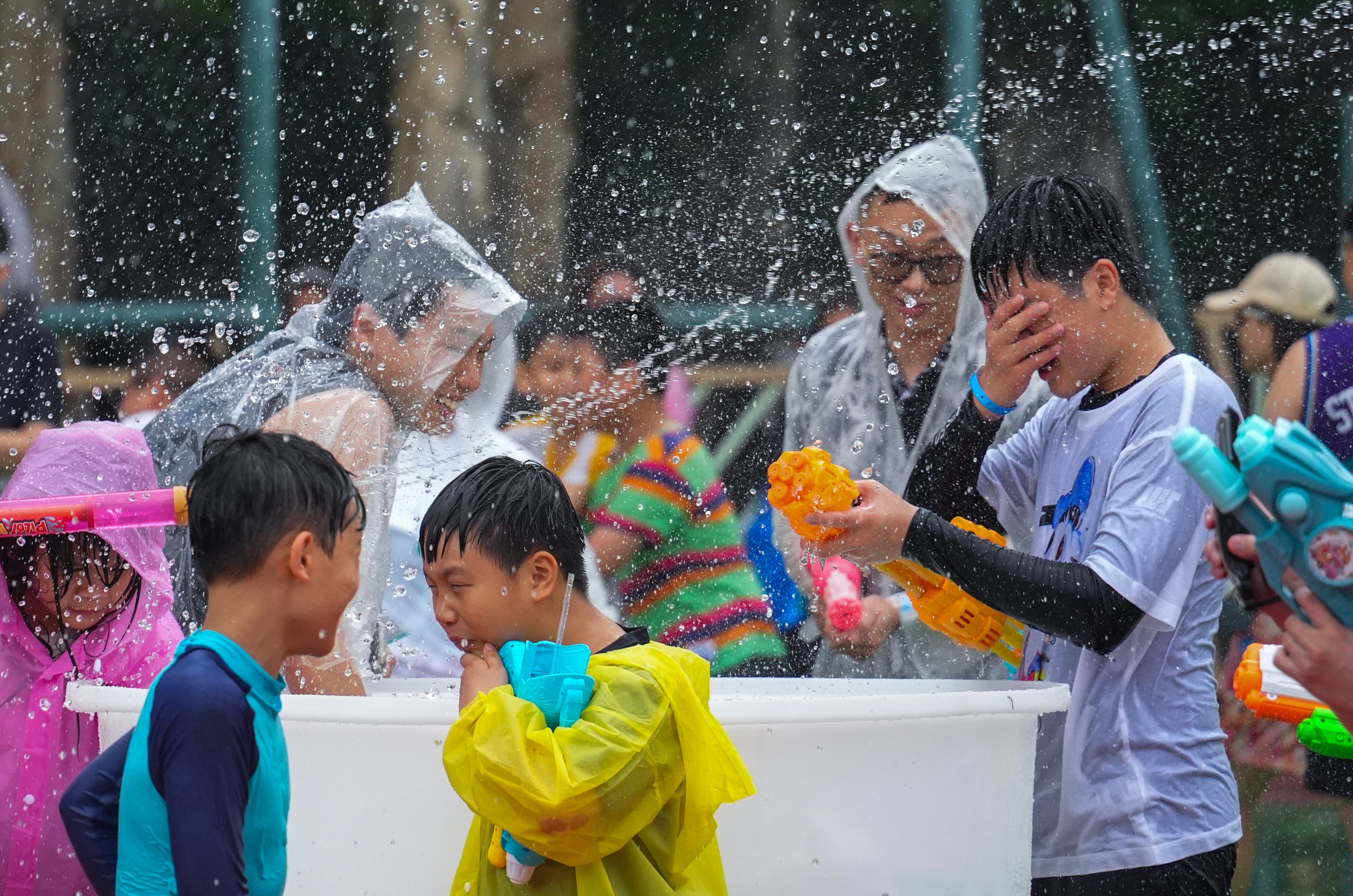 The water splashing experience at the Thai Songkran Festival in Kowloon City. Photo: Eugene Lee