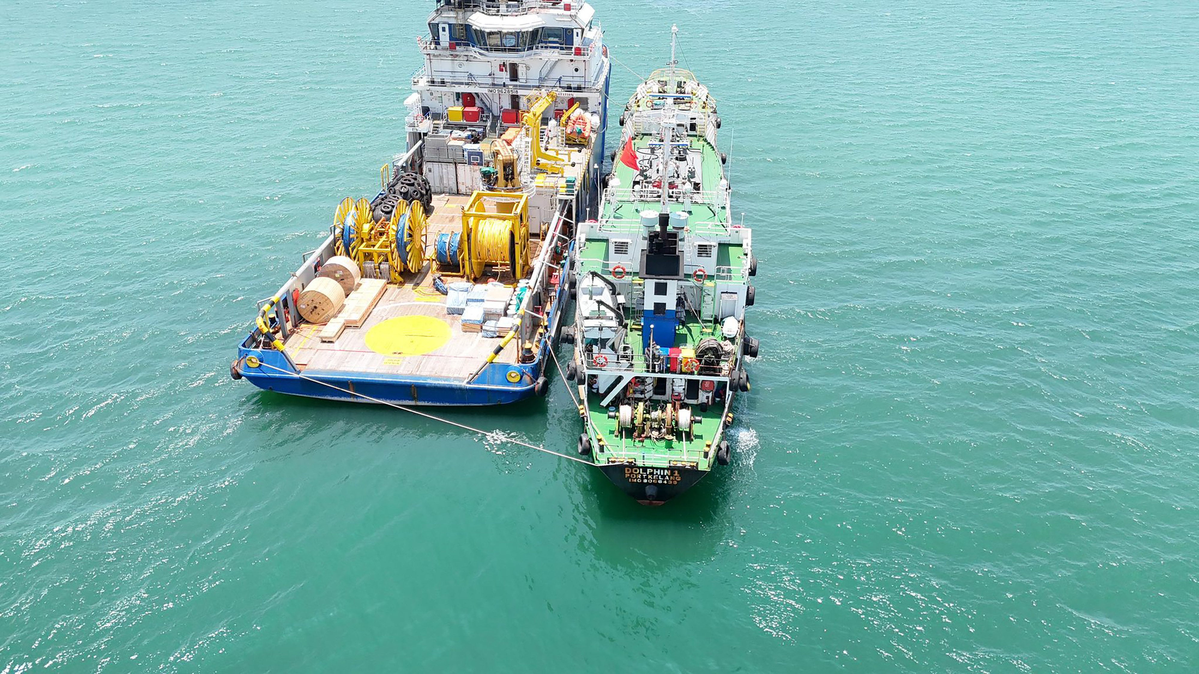 The Penang Malaysian Maritime Enforcement Agency intercepted an alleged illegal transfer of more than 700,000 litres of diesel in waters off Bagan Ajam on Saturday. Photo: Facebook / Agensi Penguatkuasaan Maritim Malaysia