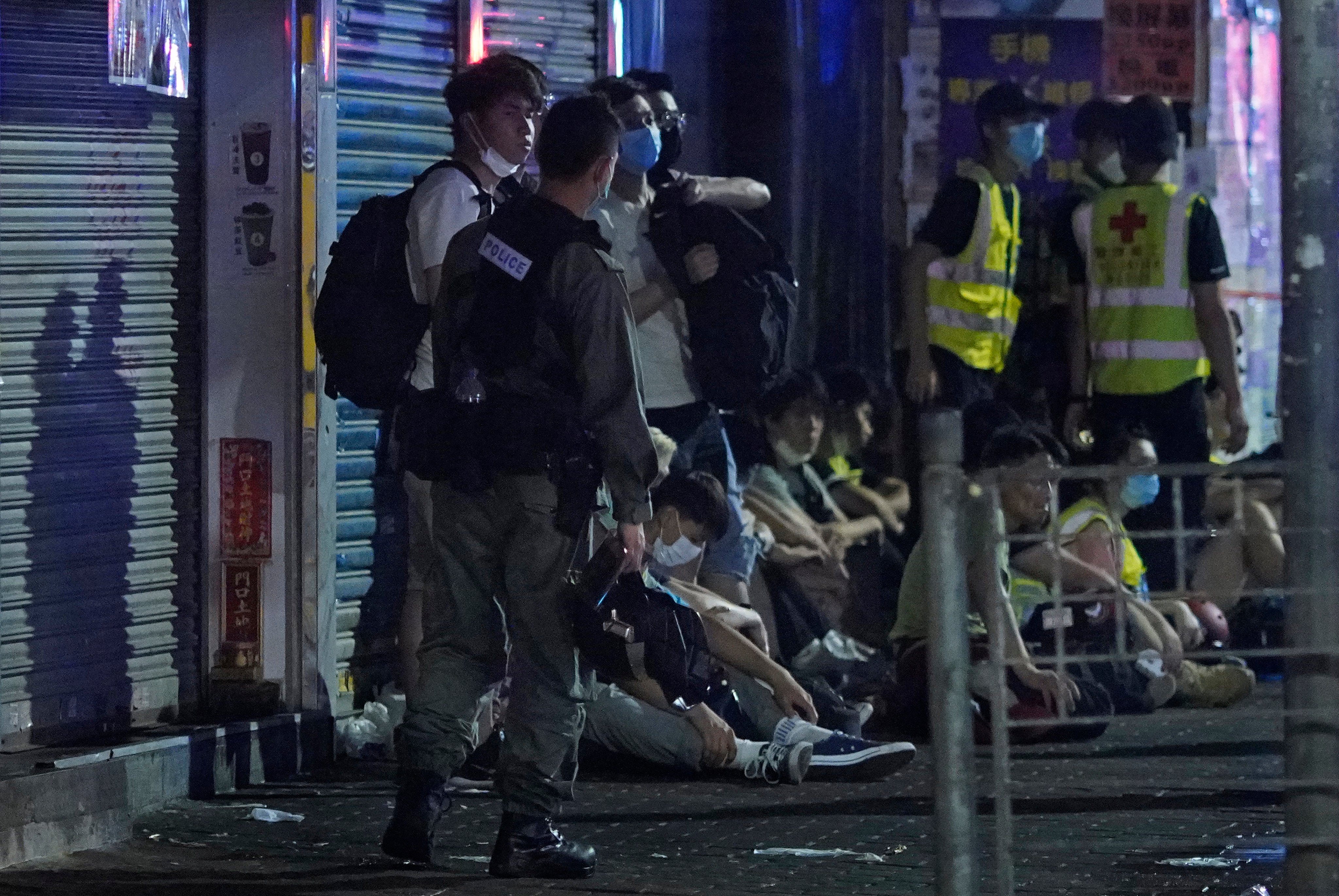 Police arrest anti-government protesters in Hong Kong, on May 11, 2020. Photo: AP