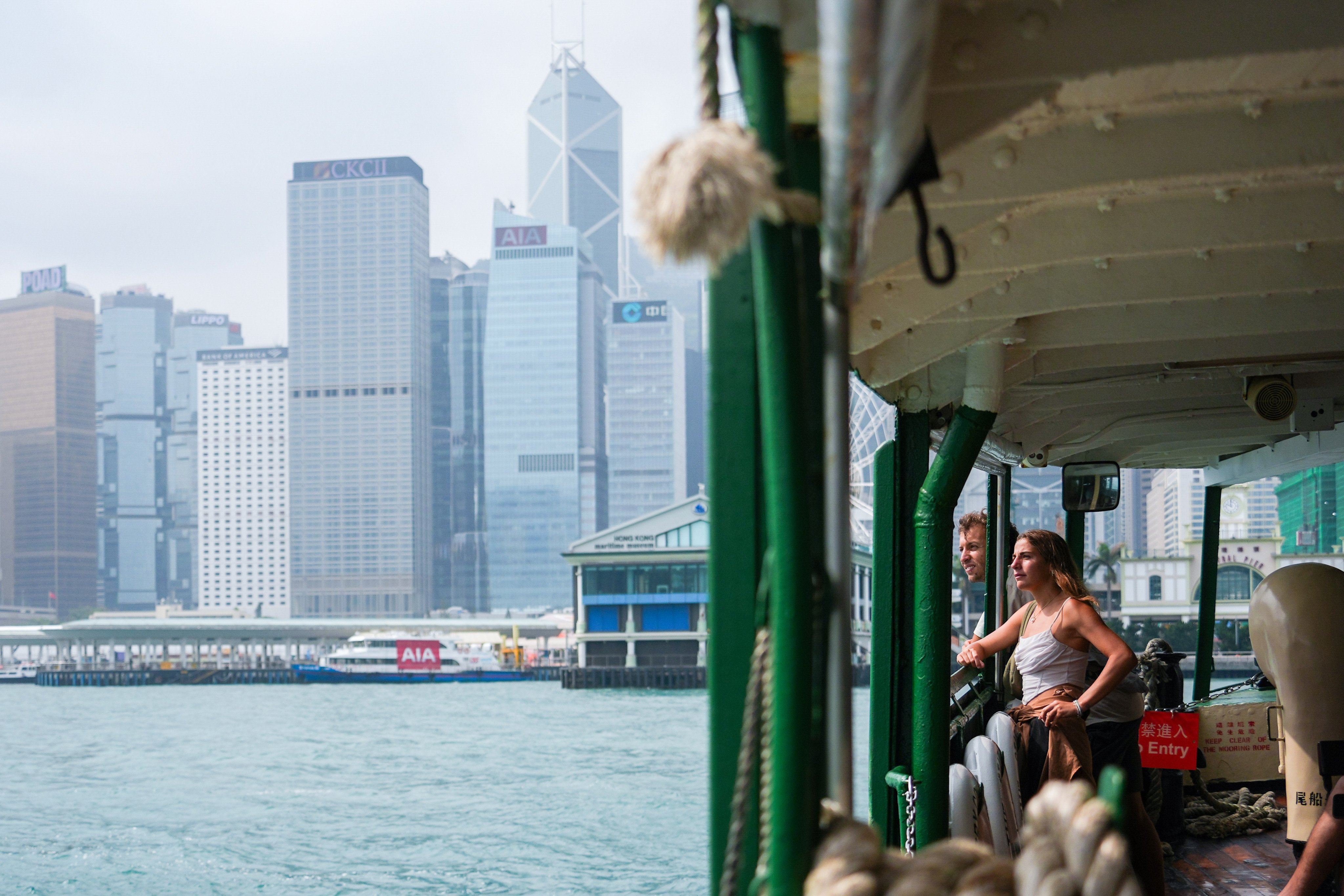 People on the Star Ferry take in Victoria Harbour on March 23. Photo: Eugene Lee