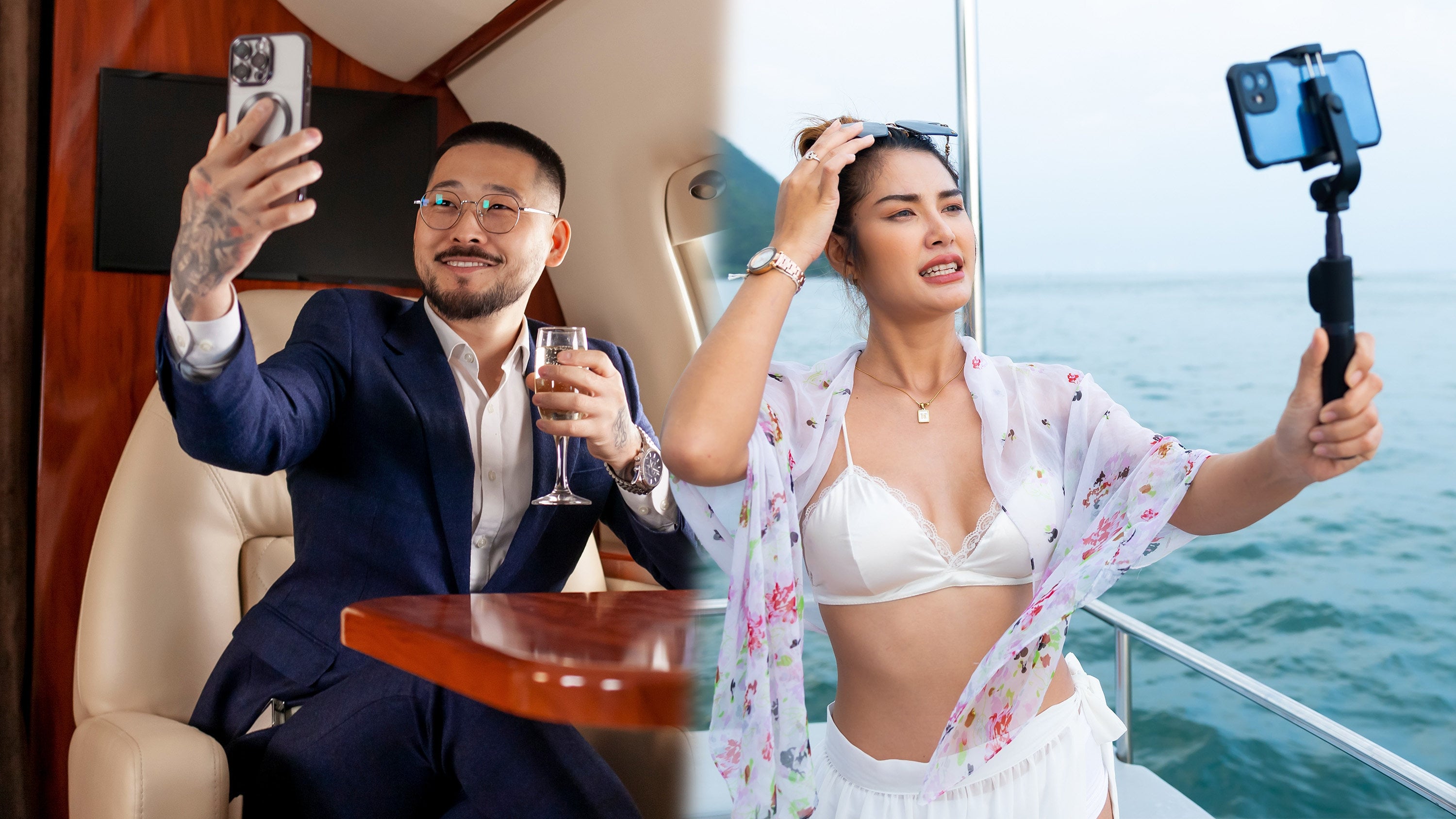 A new industry in China enables internet users to create “wealthy” online personas; for just 1 yuan, people can buy “lifestyle photos” featuring luxury scenes. Photo: SCMP composite/Shutterstock