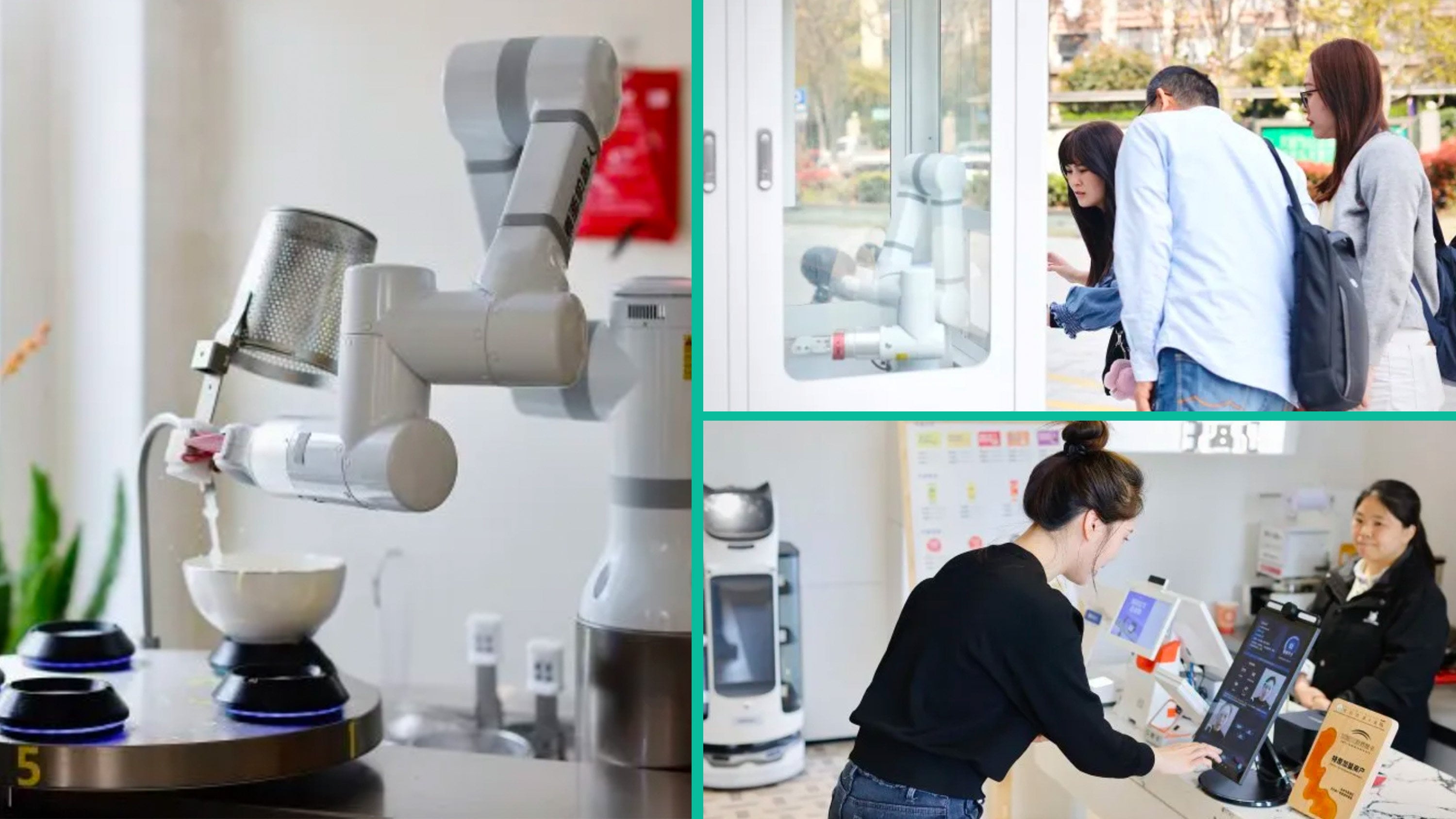 An AI robot restaurant in Hangzhou analyses diners’ faces and tongues to recommend health-focused dishes. Photo: SCMP composite/QQ.com