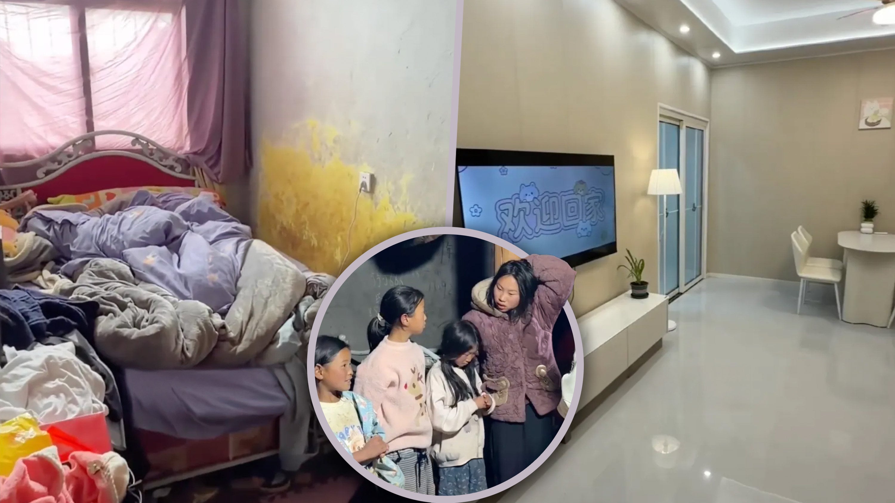 A philanthropic Chinese influencer splashed out to build a house for a girl who falsely claimed she was raising her younger sisters alone while facing family issues like gambling debts. Photo: SCMP composite/Douyin