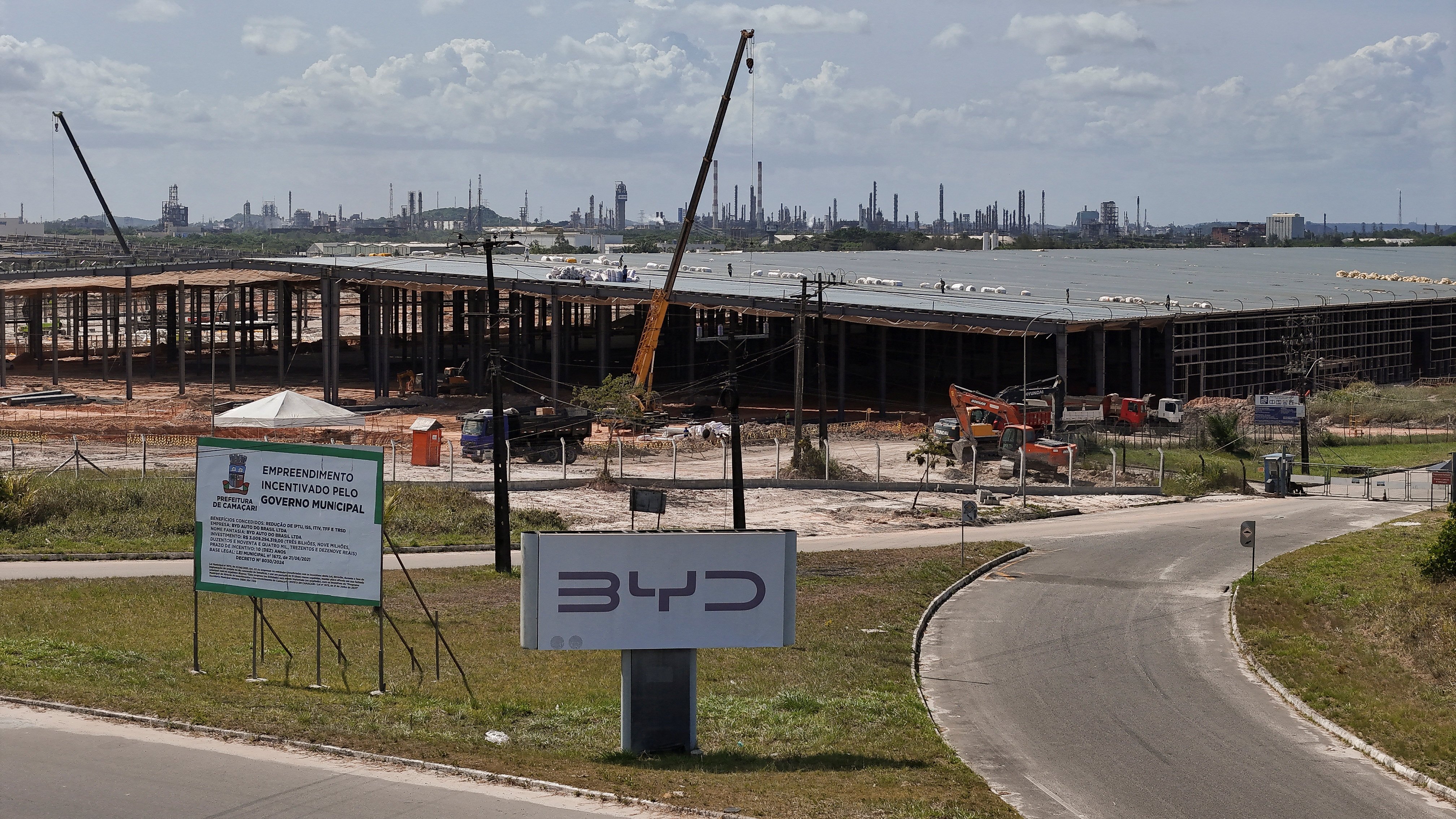BYD’s electric-vehicle factory construction site in Camaçari, Brazil, in December 2024. Photo: Reuters