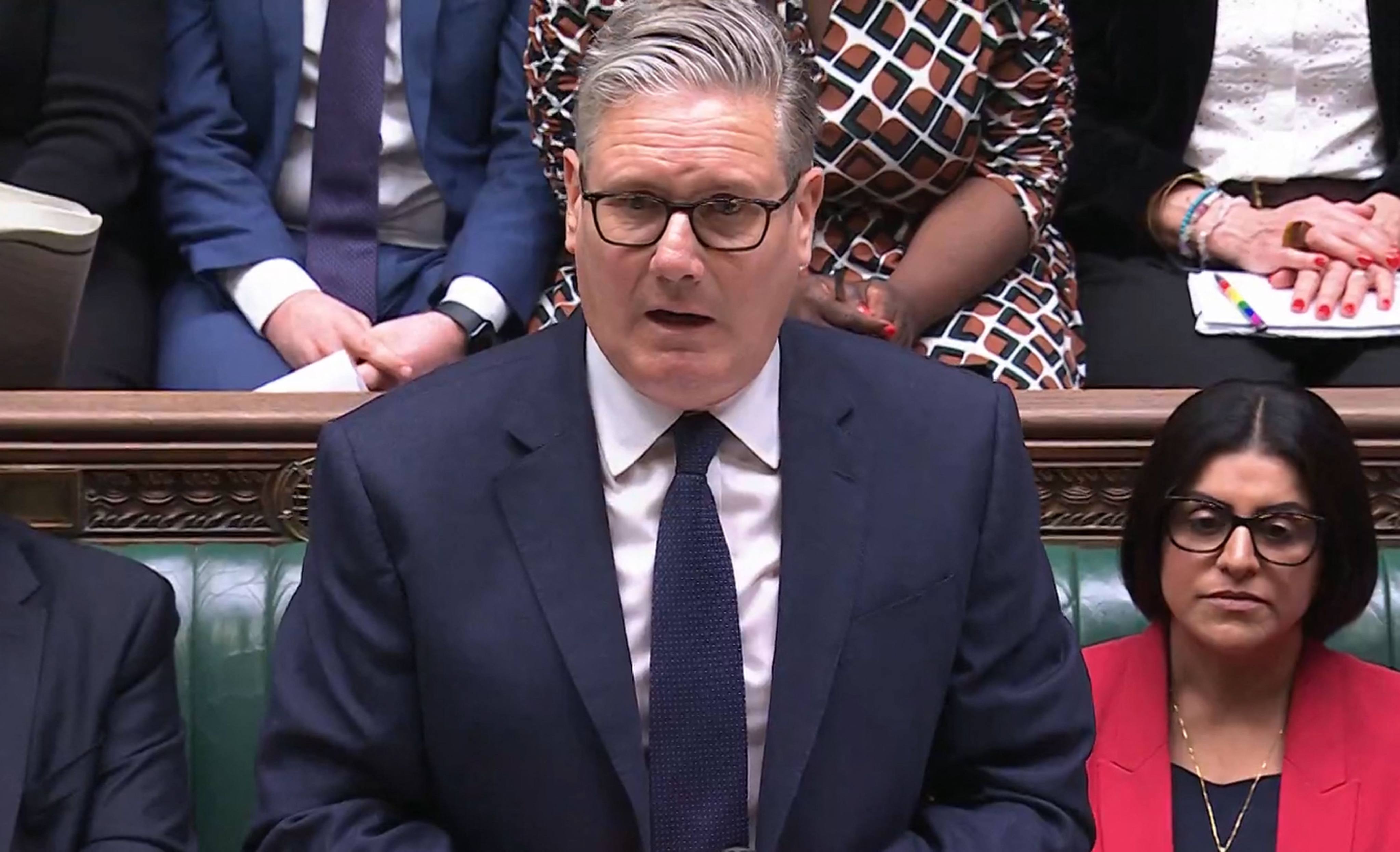 Britain’s Prime Minister Keir Starmer speaks during the weekly session of Prime Minister’s Questions in the House of Commons in London on Wednesday. Photo: Handout / PRU / AFP