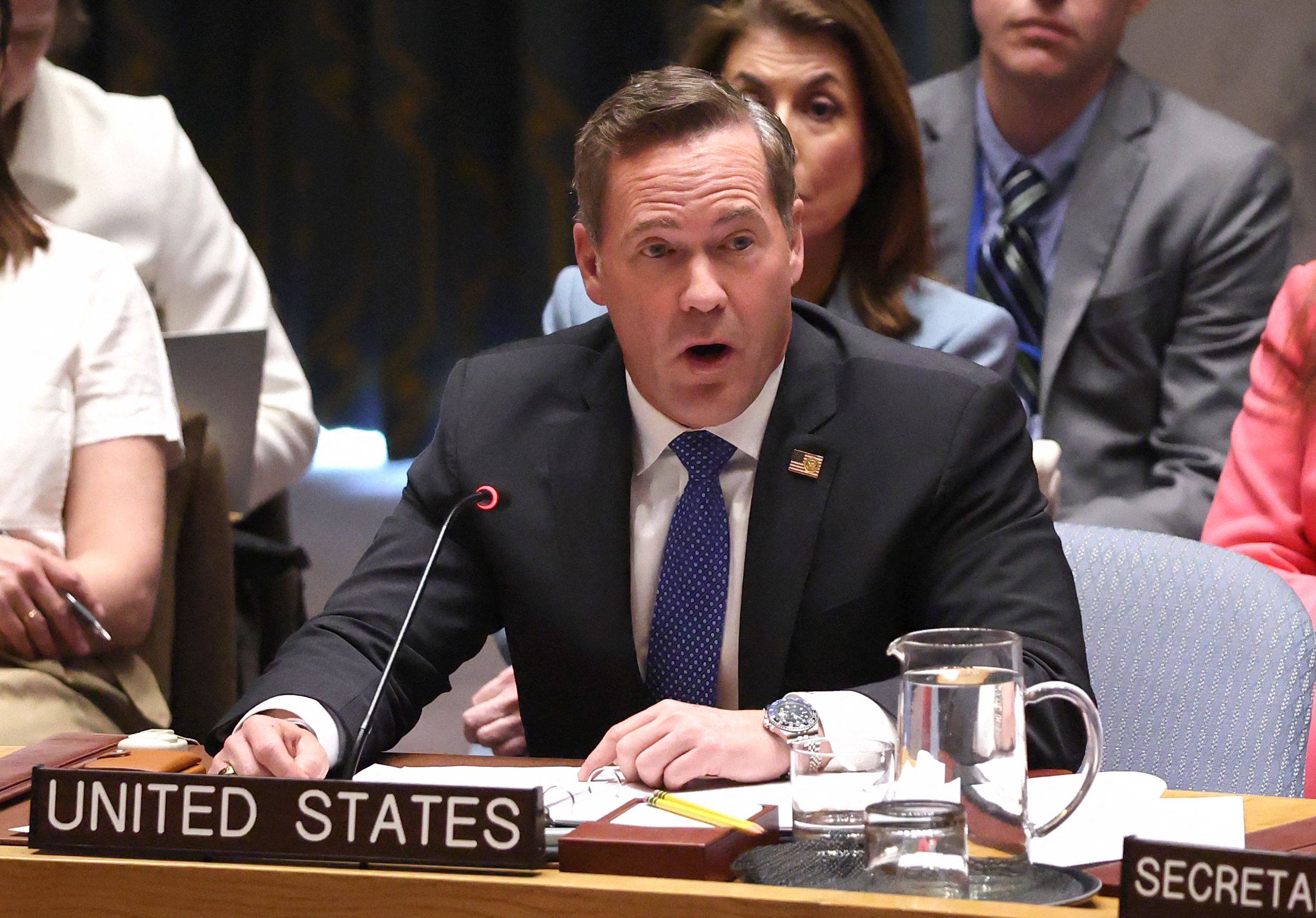 US Ambassador to the UN Mike Waltz speaks after a United Nations Security Council meeting earlier this month. Photo: AFP