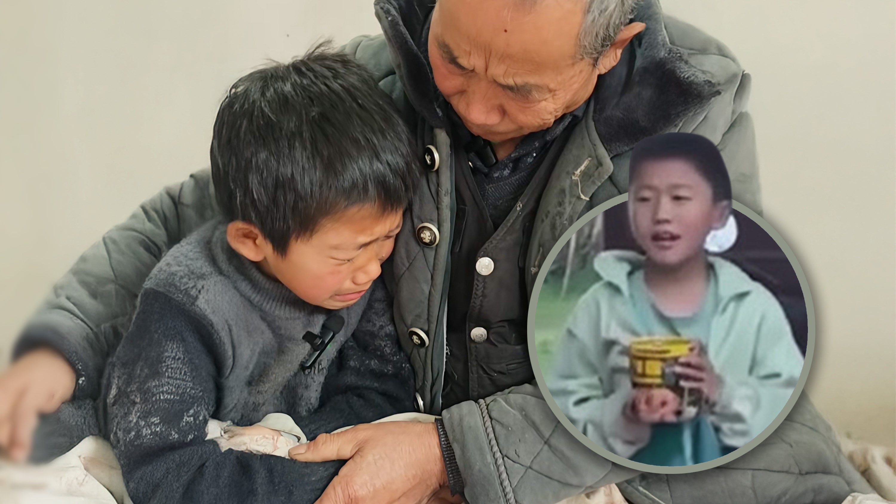 A nine-year-old boy in China relies on his 73-year-old grandfather after his father died and his mother remarried. His teacher was so moved by his story that she offered to care for him if his grandfather dies. Photo: SCMP composite/Douyin