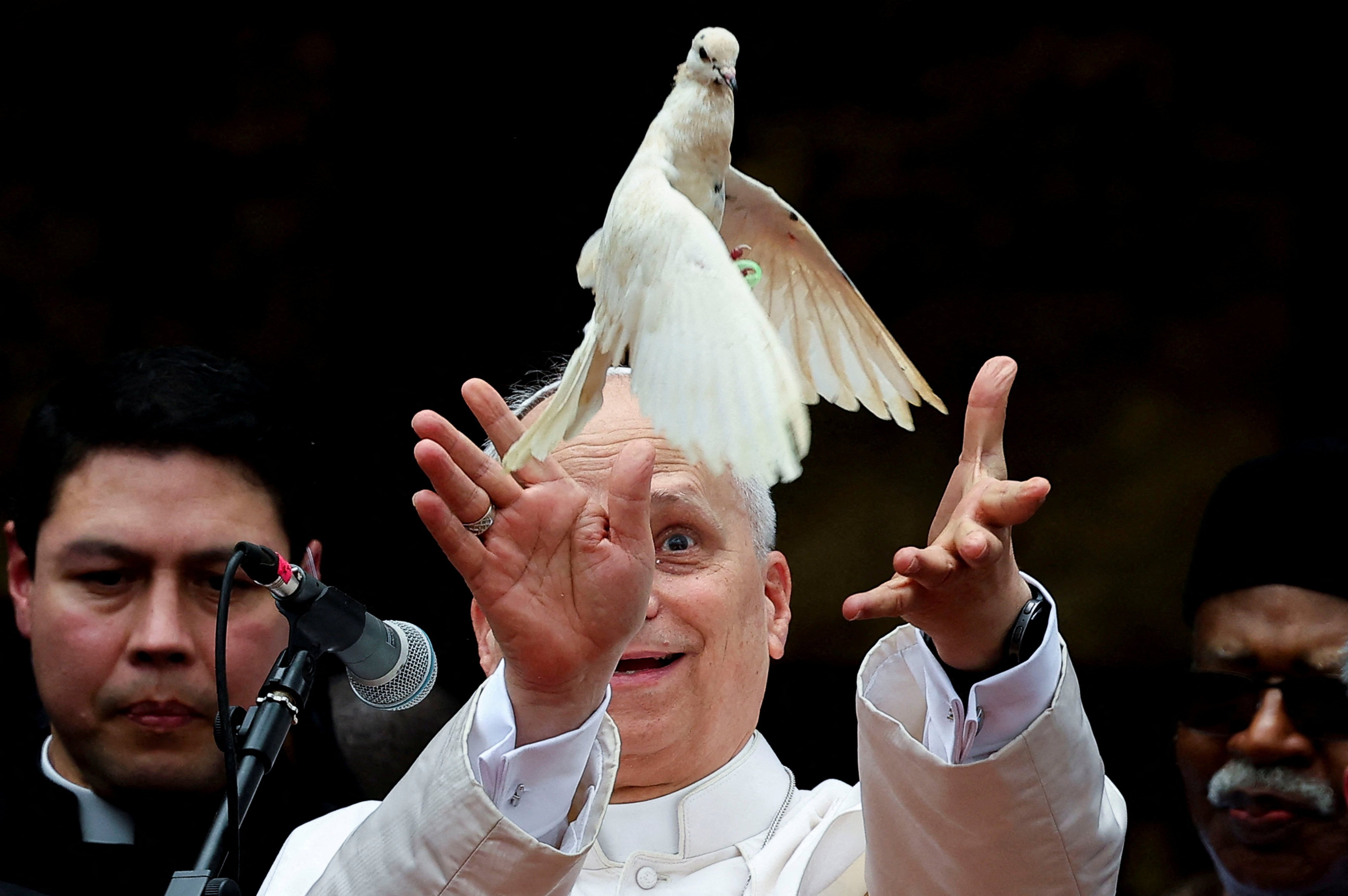 Pope Leo releases a white dove at Saint Joseph’s Cathedral in Bamenda, Cameroon, on Thursday. Photo: Reuters