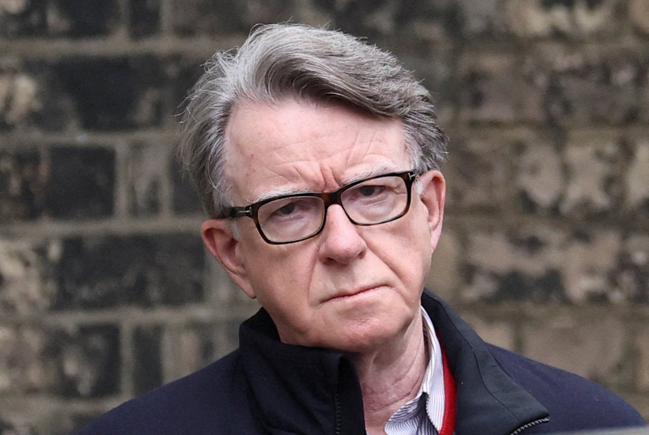 Former British ambassador to the US Peter Mandelson leaves his residence in London in February. Photo: Reuters