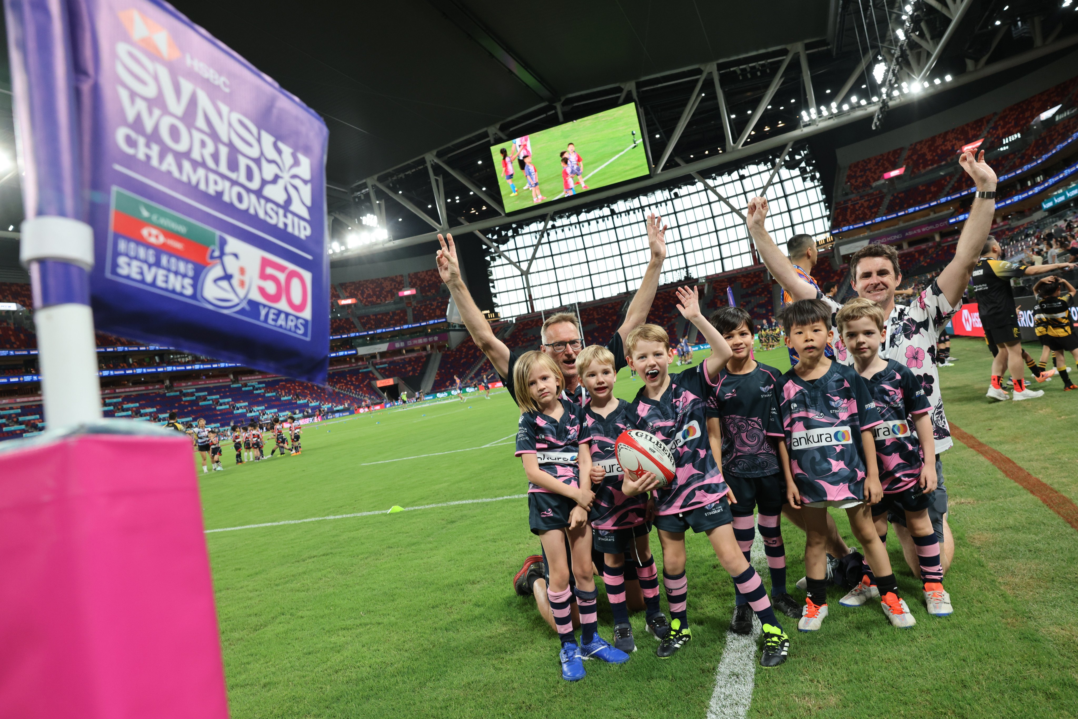 Mini-rugby matches are part of the traditional start to the Hong Kong Sevens. Photo: Nora Tam