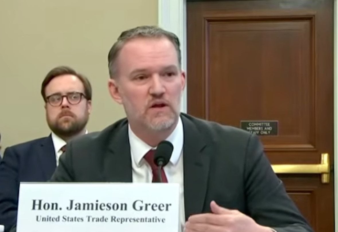 A screengrab from US Trade Representative Jamieson Greer’s testimony on Capitol Hill, outlining plans to expand trade enforcement. Photo: House Appropriations Committee