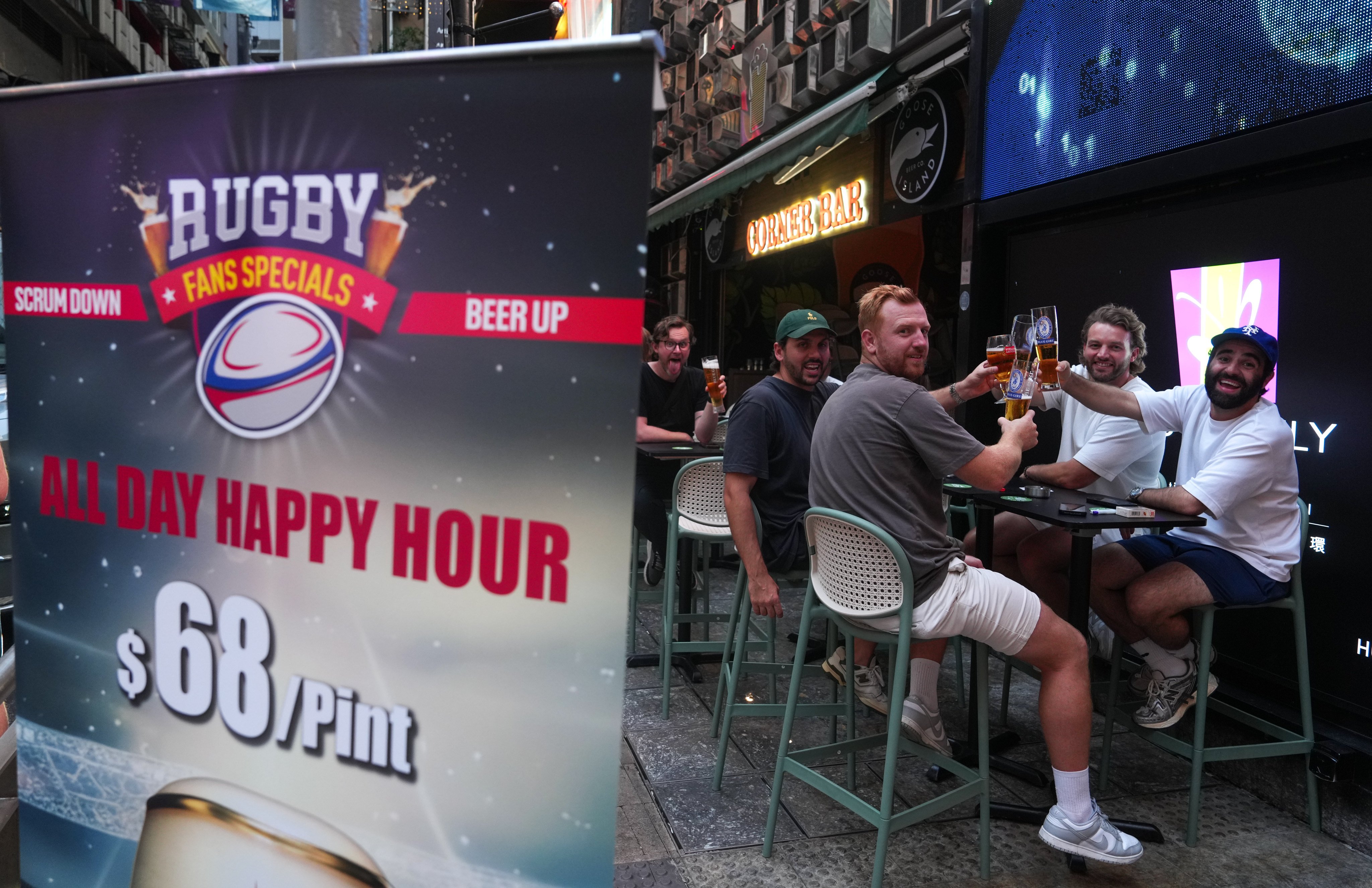 Pub-goers enjoy a few drinks in Lan Kwai Fong ahead of this weekend’s rugby. Photo: Sam Tsang