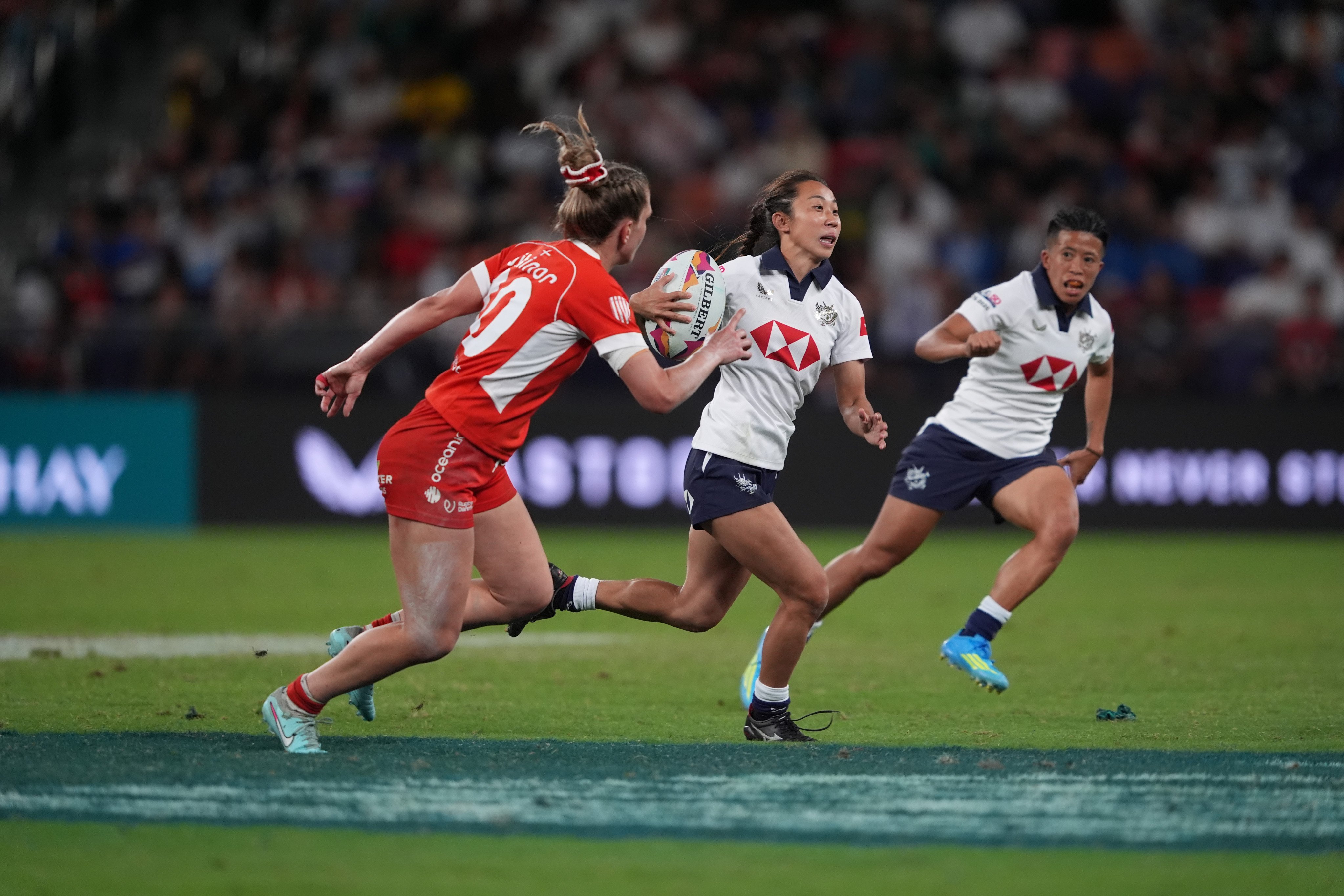 Veteran  Chong Ka-yan scored two tries to rescue Hong Kong from a 0-14 deficit against Denmark on day one of the Melrose Claymores tournament on Friday. Photo: Elson Li