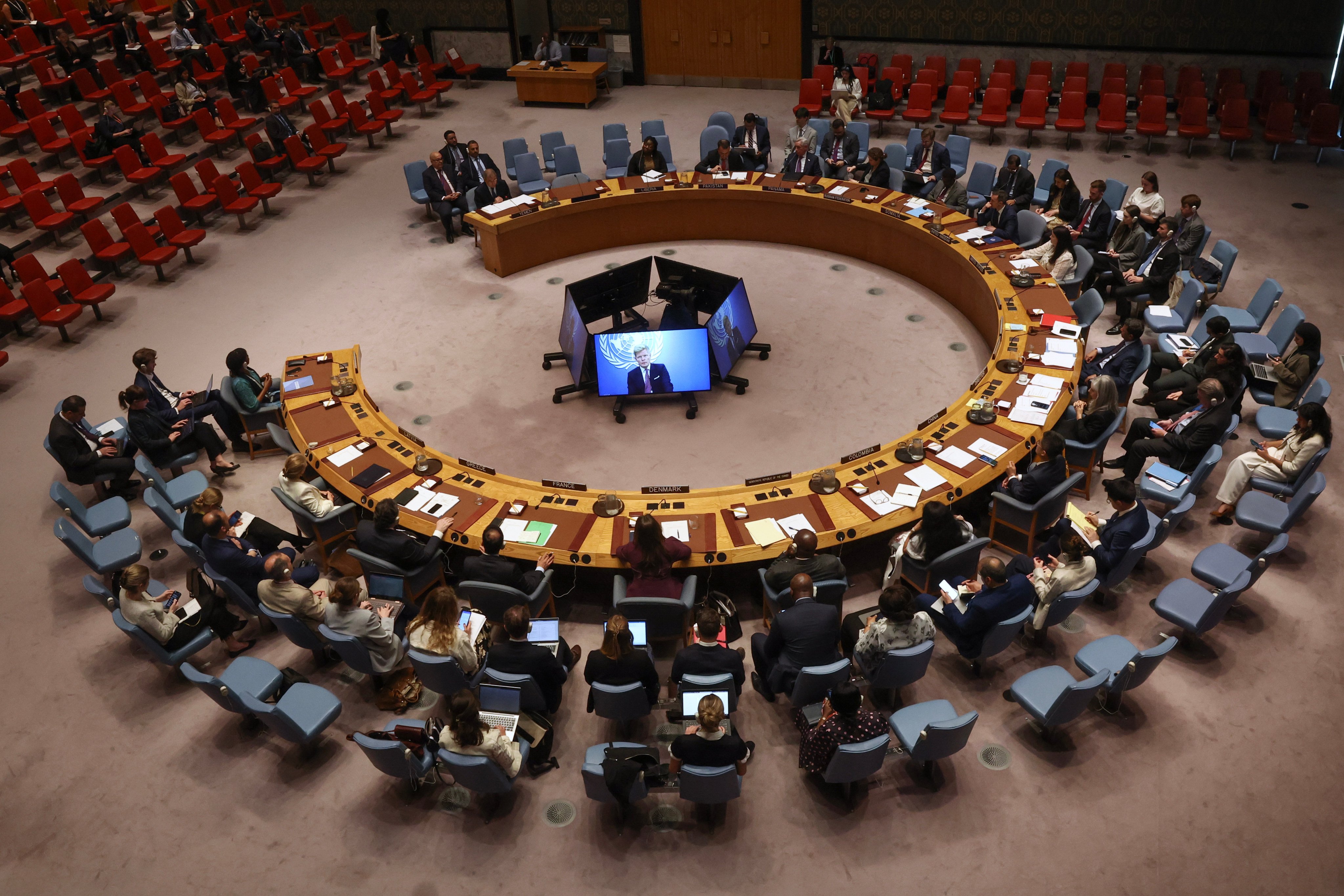 Members of the UN Security Council attend a meeting at the UN headquarters on Tuesday. Photo: AP