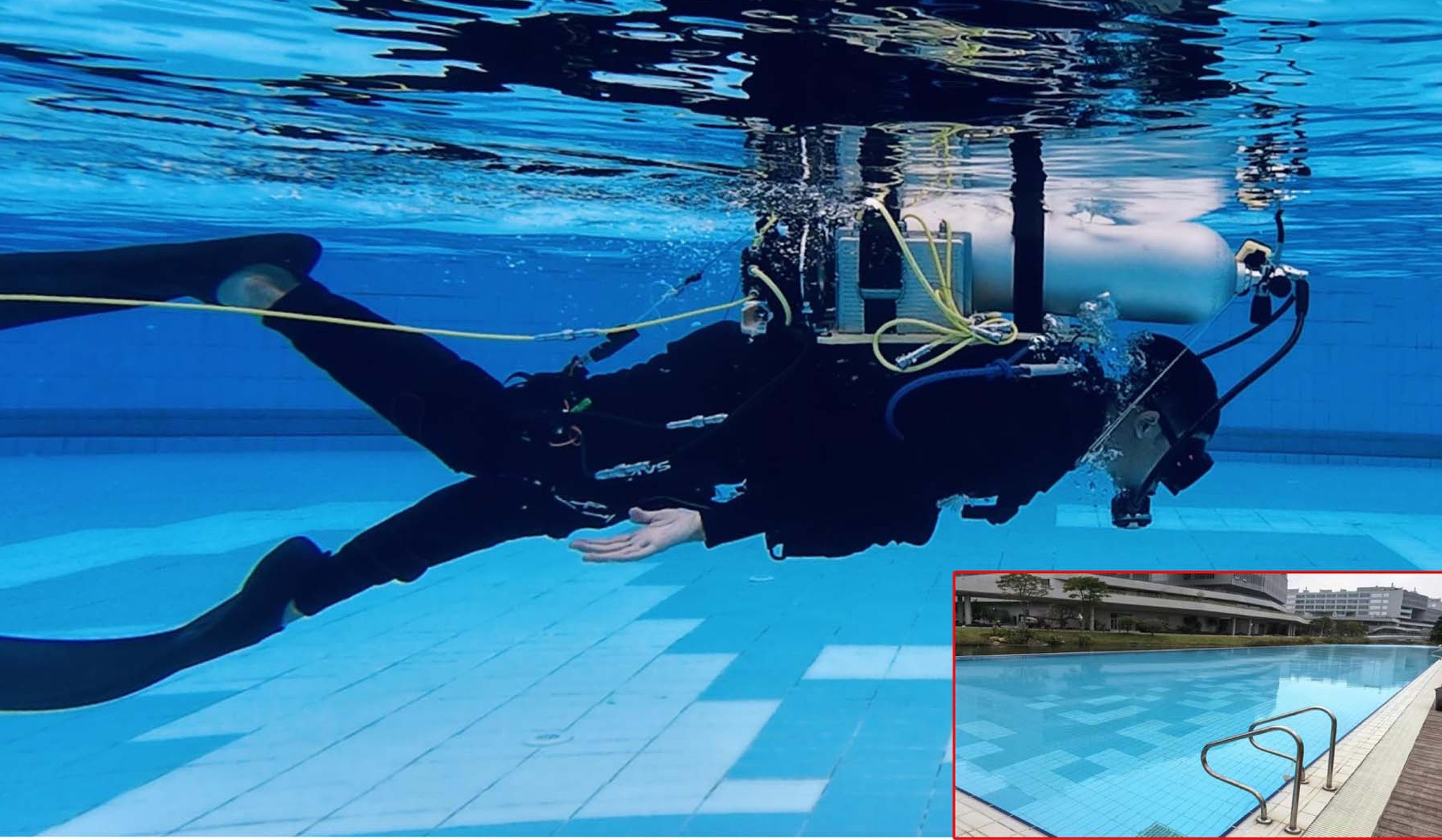 The device was tested in both indoor and outdoor pools. Photo: Wang Xiangyang