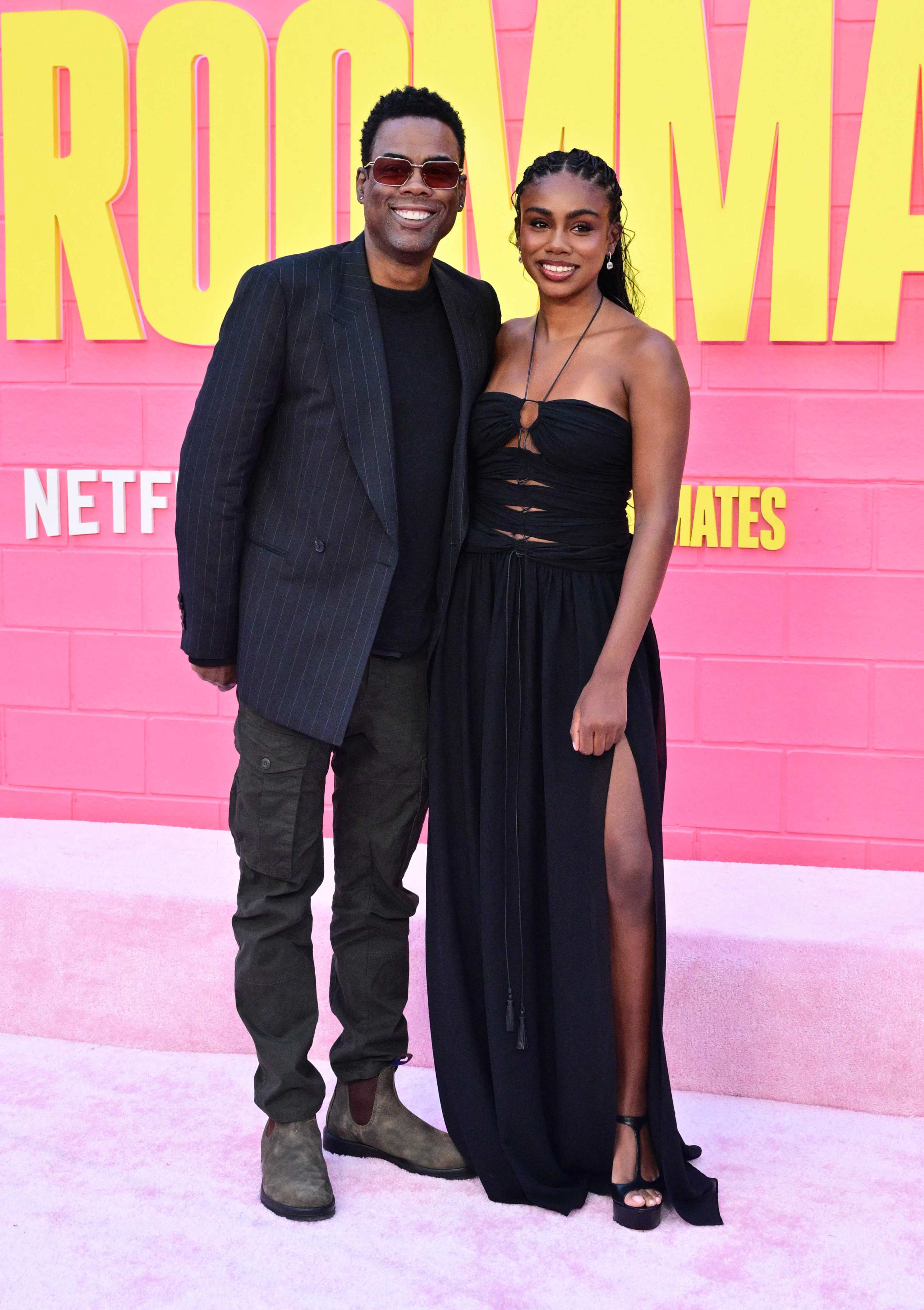 Chris Rock and his daughter Zahra Rock attend Netflix’s Roommates premiere at the Egyptian Theater in Los Angeles, on April 13. Photo: AFP