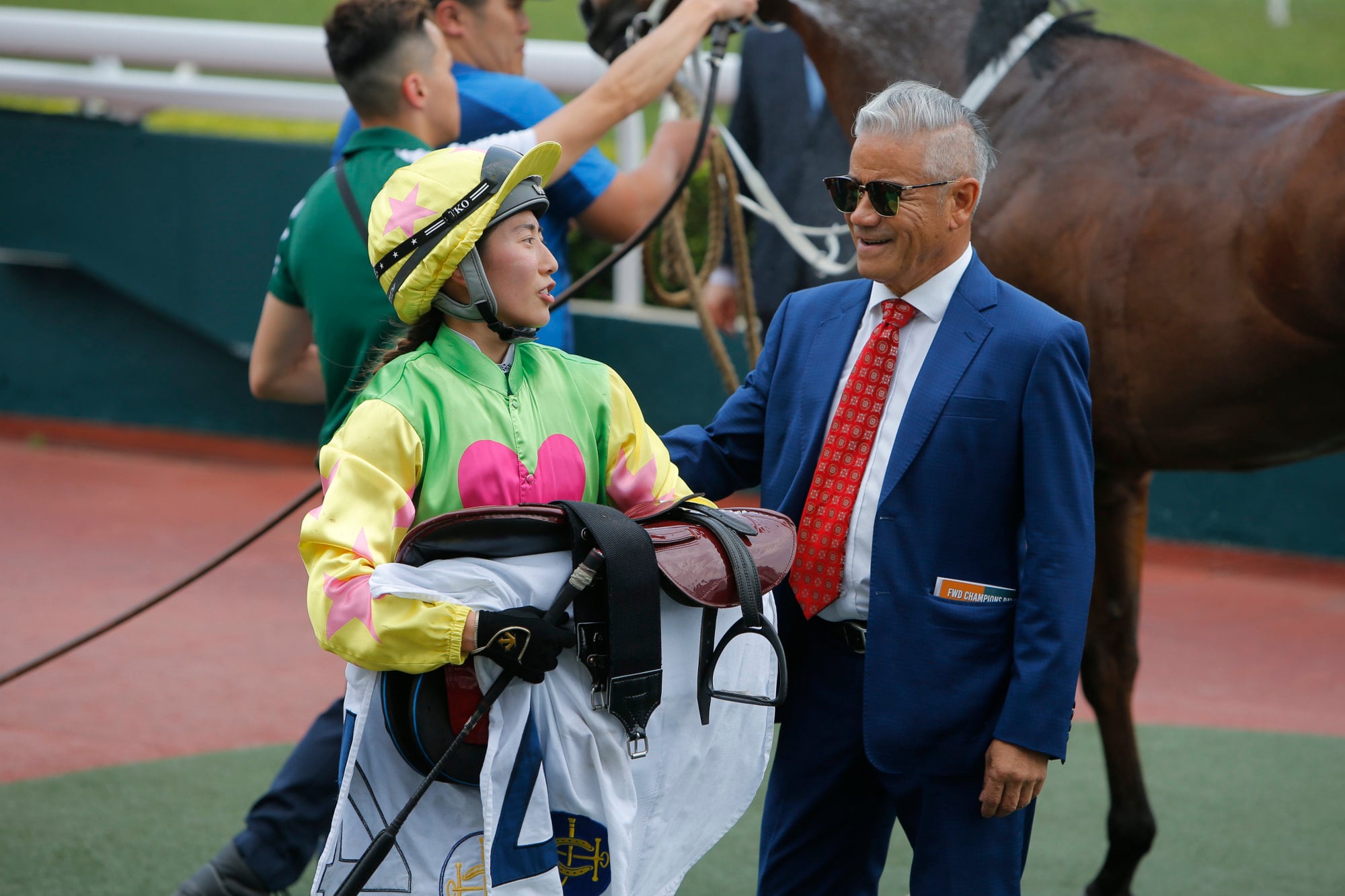 Apprentice Britney Wong and trainer Tony Cruz are all smiles.