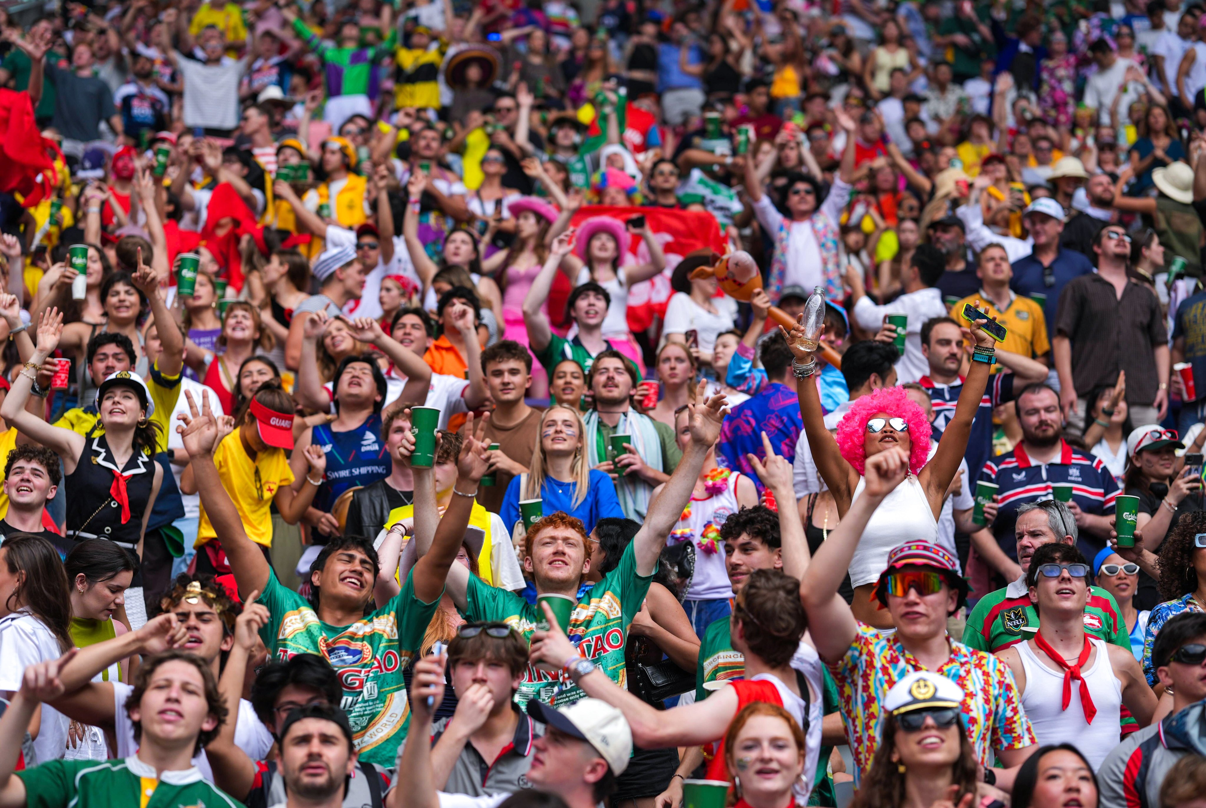 Fans are in high spirits in a packed South Stand. Photo: Elson Li