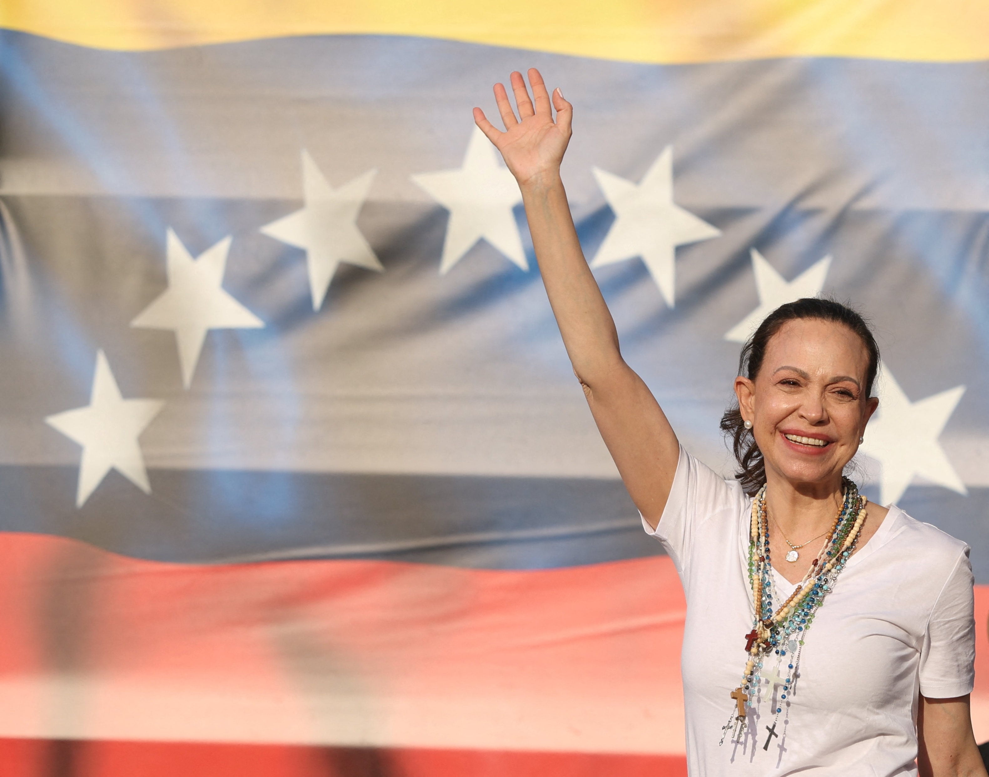 Venezuelan opposition leader Maria Corina Machado attends a rally in Madrid, Spain, on Saturday. Photo: Reuters
