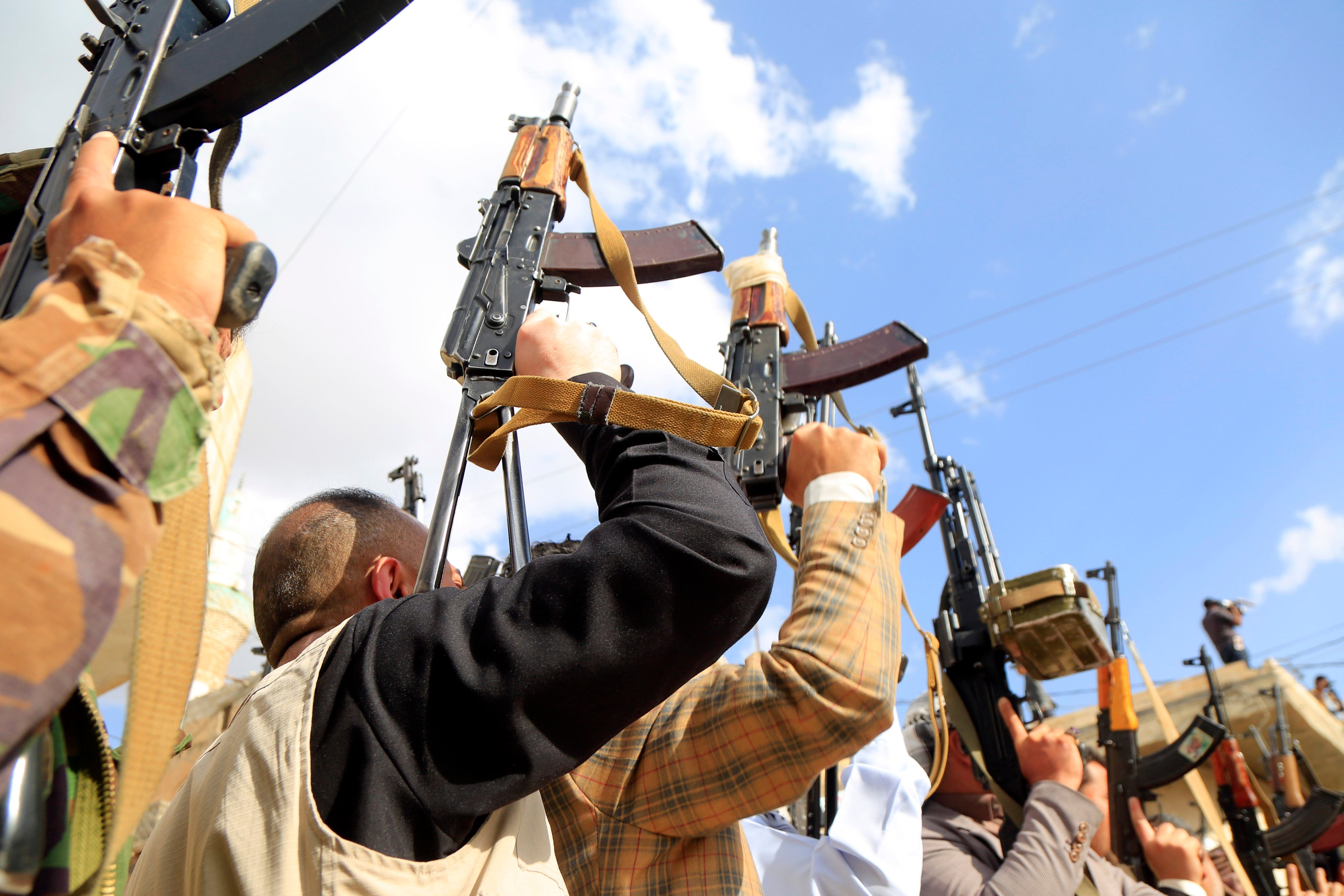 Armed Houthi loyalists attend a rally in Yemen last month demanding a resumption of attacks against Red Sea shipping. Photo: Xinhua