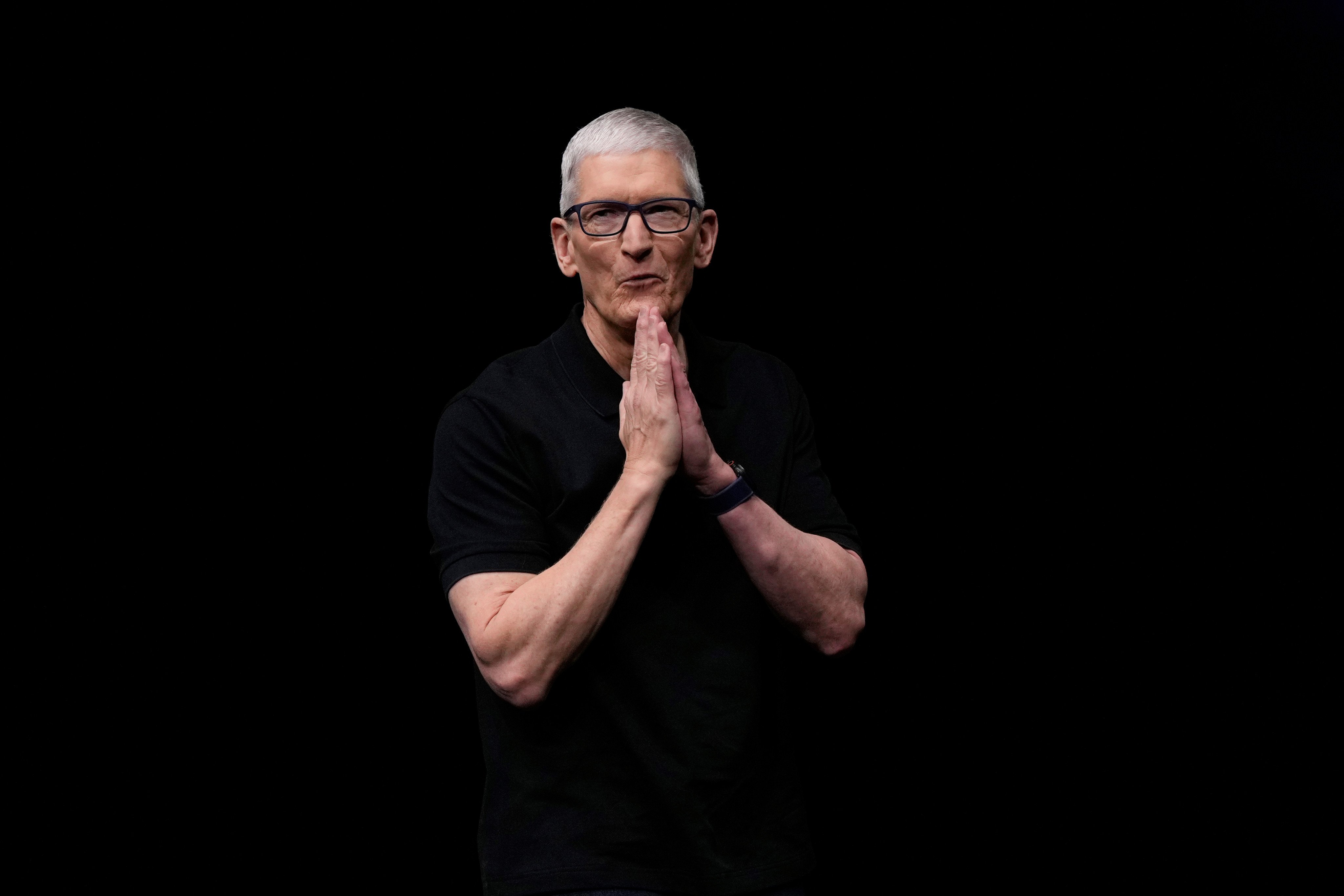 Apple CEO Tim Cook during an announcement of new products at Apple in 2025. Photo: AP