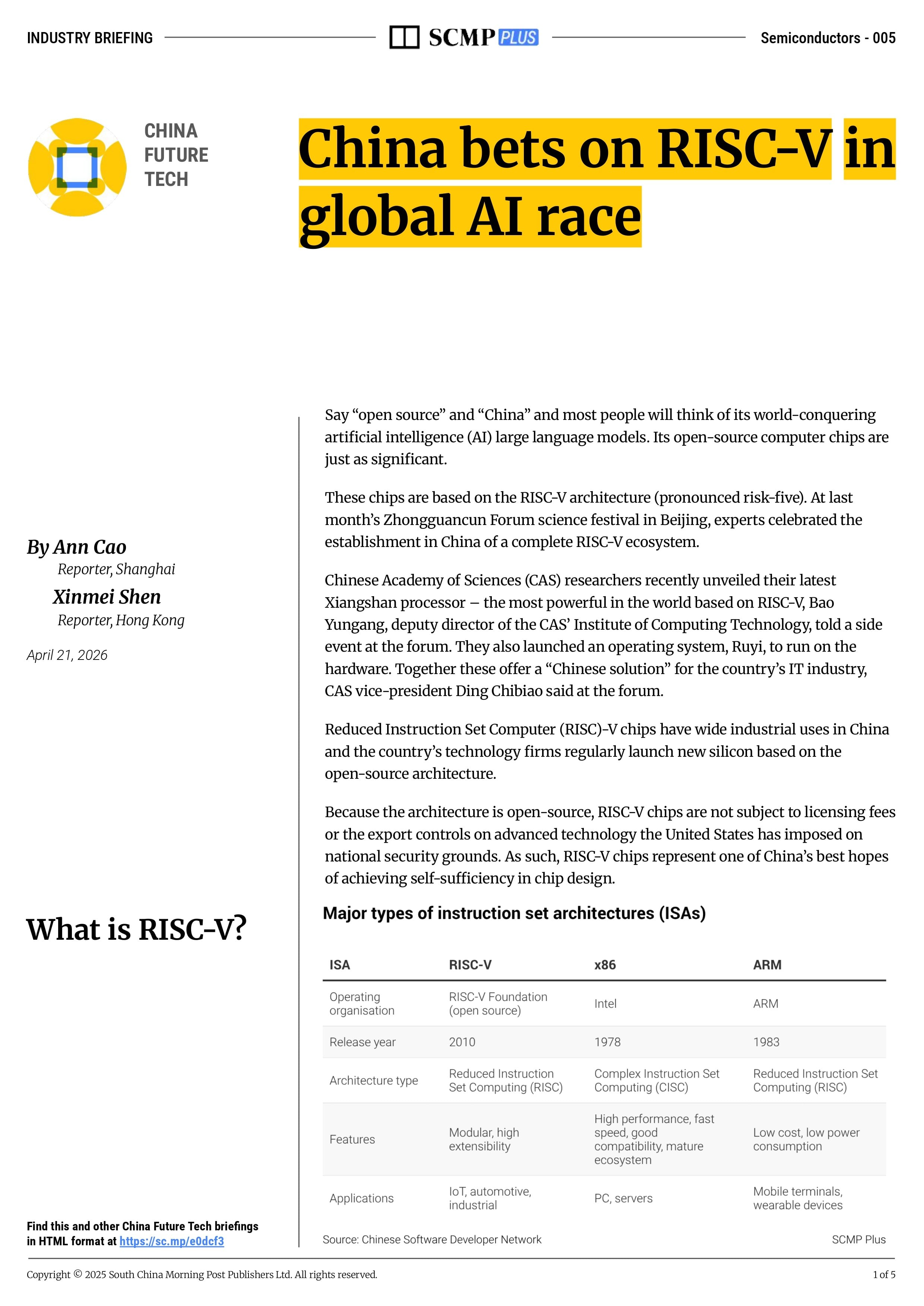 China bets on RISC-V in global AI race