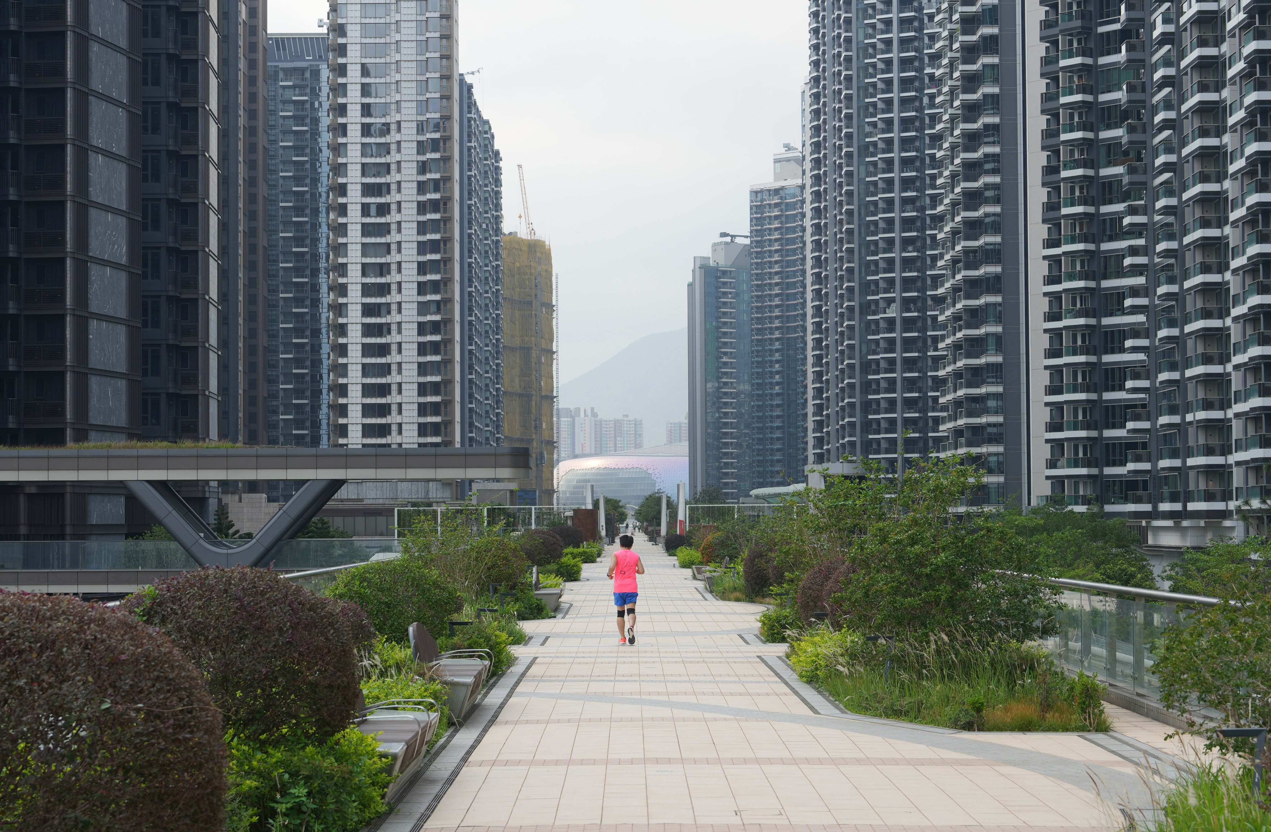 A person enjoys a run in the Kai Tak Sky Garden on March 31. Photo: Sam Tsang
