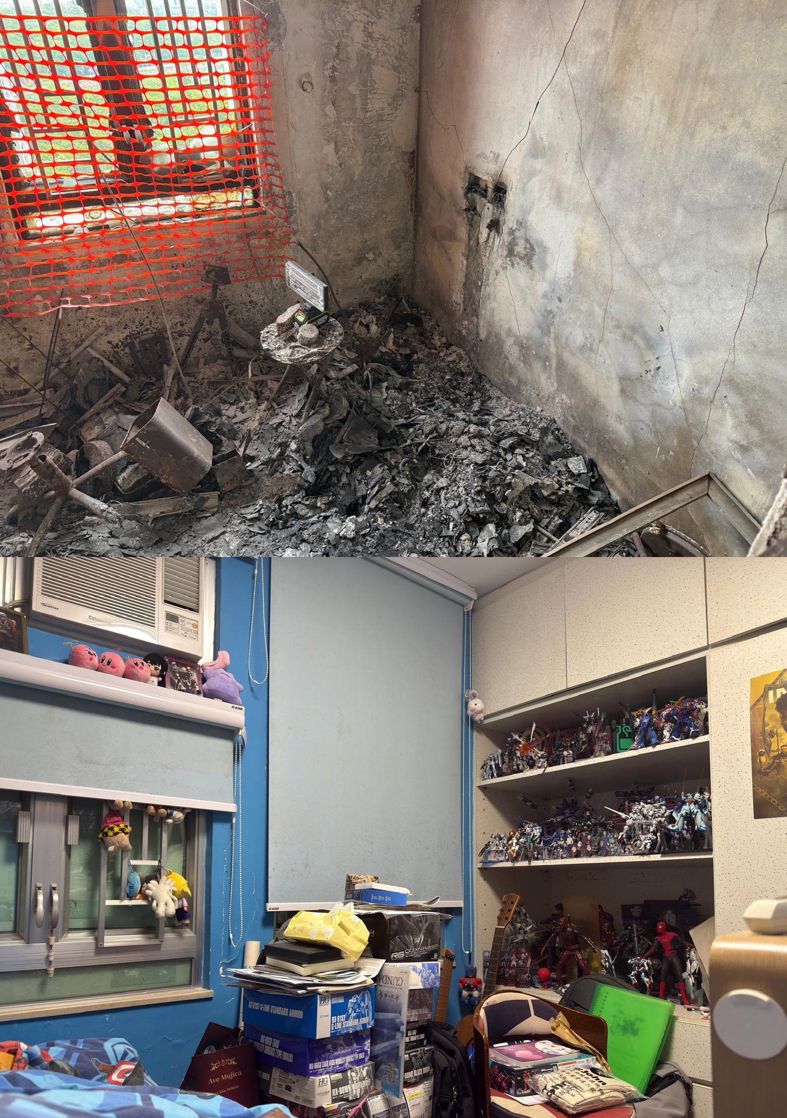 The room previously occupied by Tam’s son was reduced to ashes, as seen in a photo shared by the family. Photo: Handout
