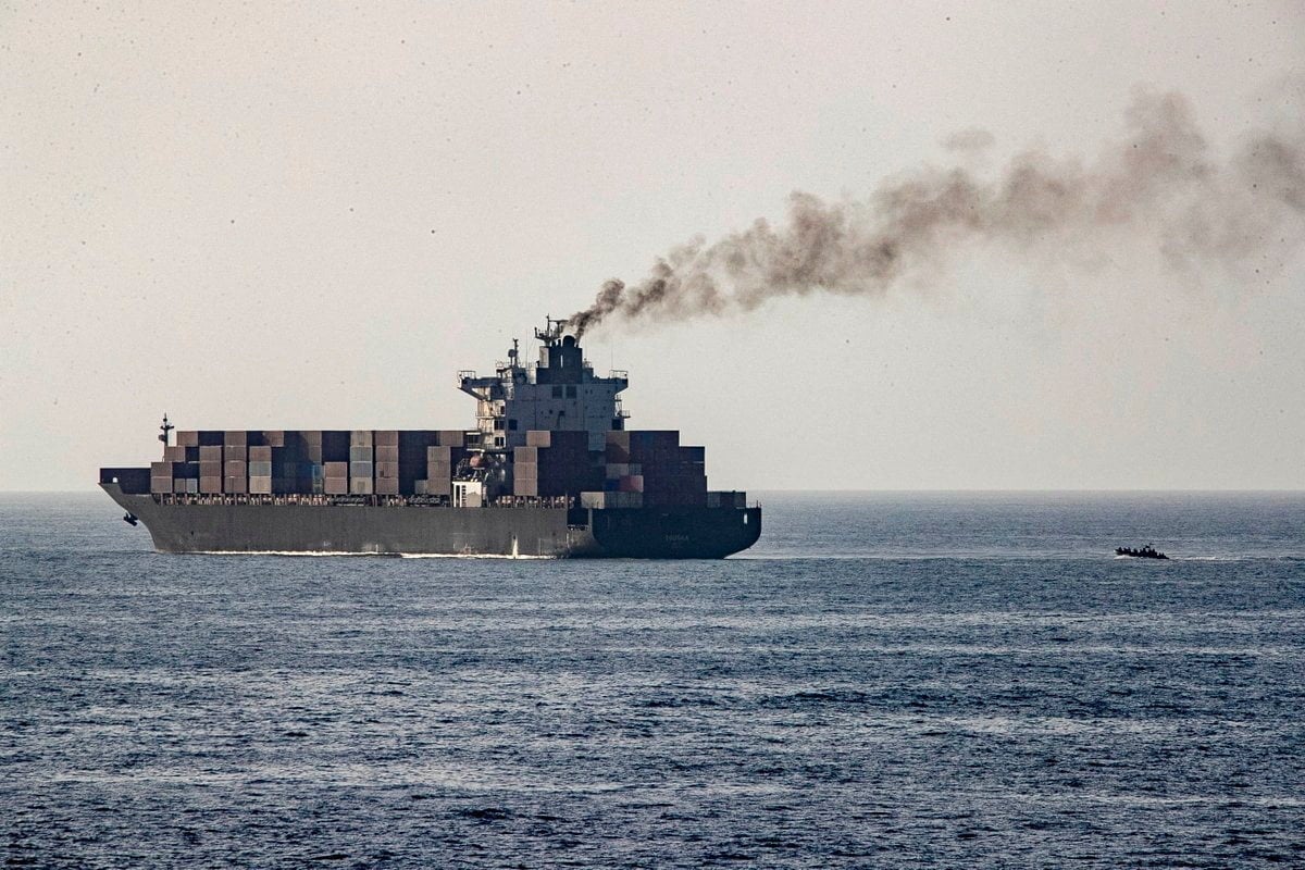US forces patrol near the Iranian-flagged cargo ship Touska after they boarded and seized the vessel in the Arabian Sea on April 19. Photo: Reuters