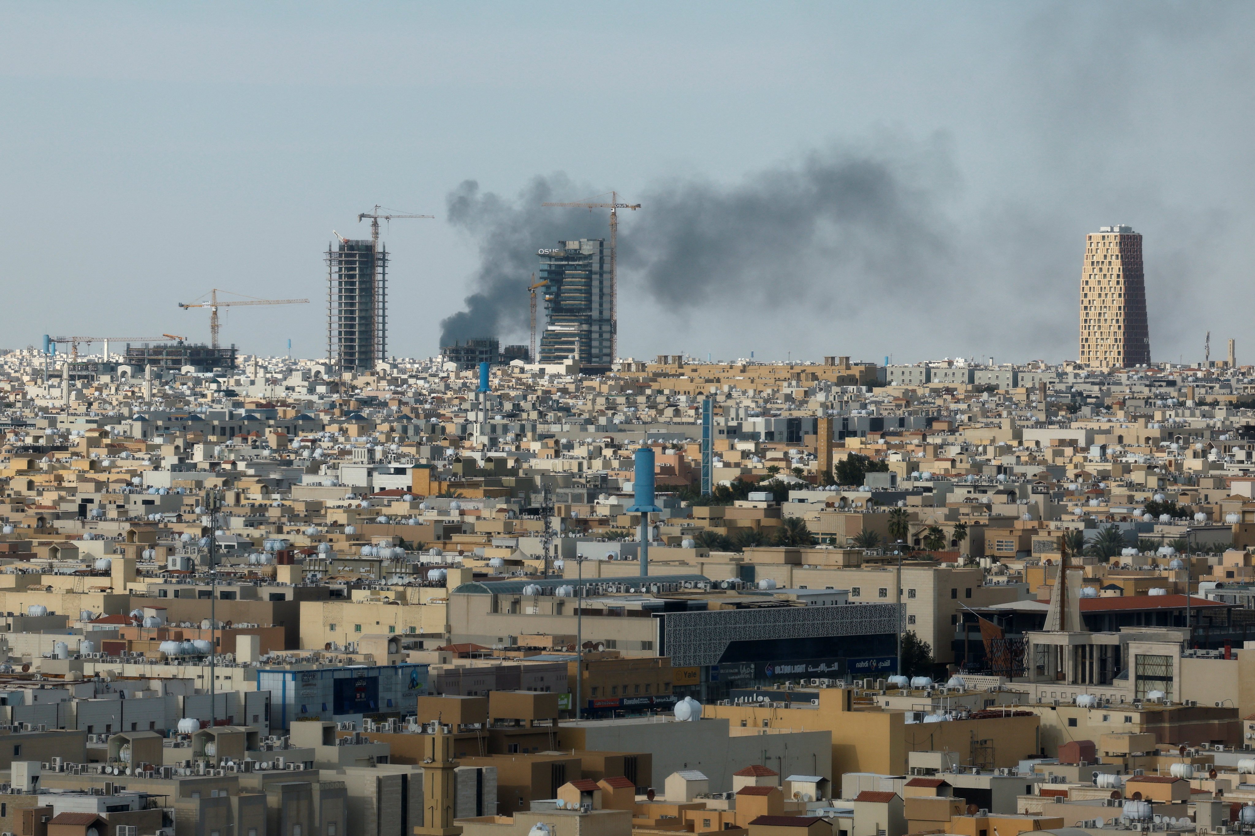 Smoke rises above RIyadh amid the US-Israeli conflict with Iran. Since the war began on February 28, Iranian missiles and drones have targeted key Saudi infrastructure. Photo: Reuters