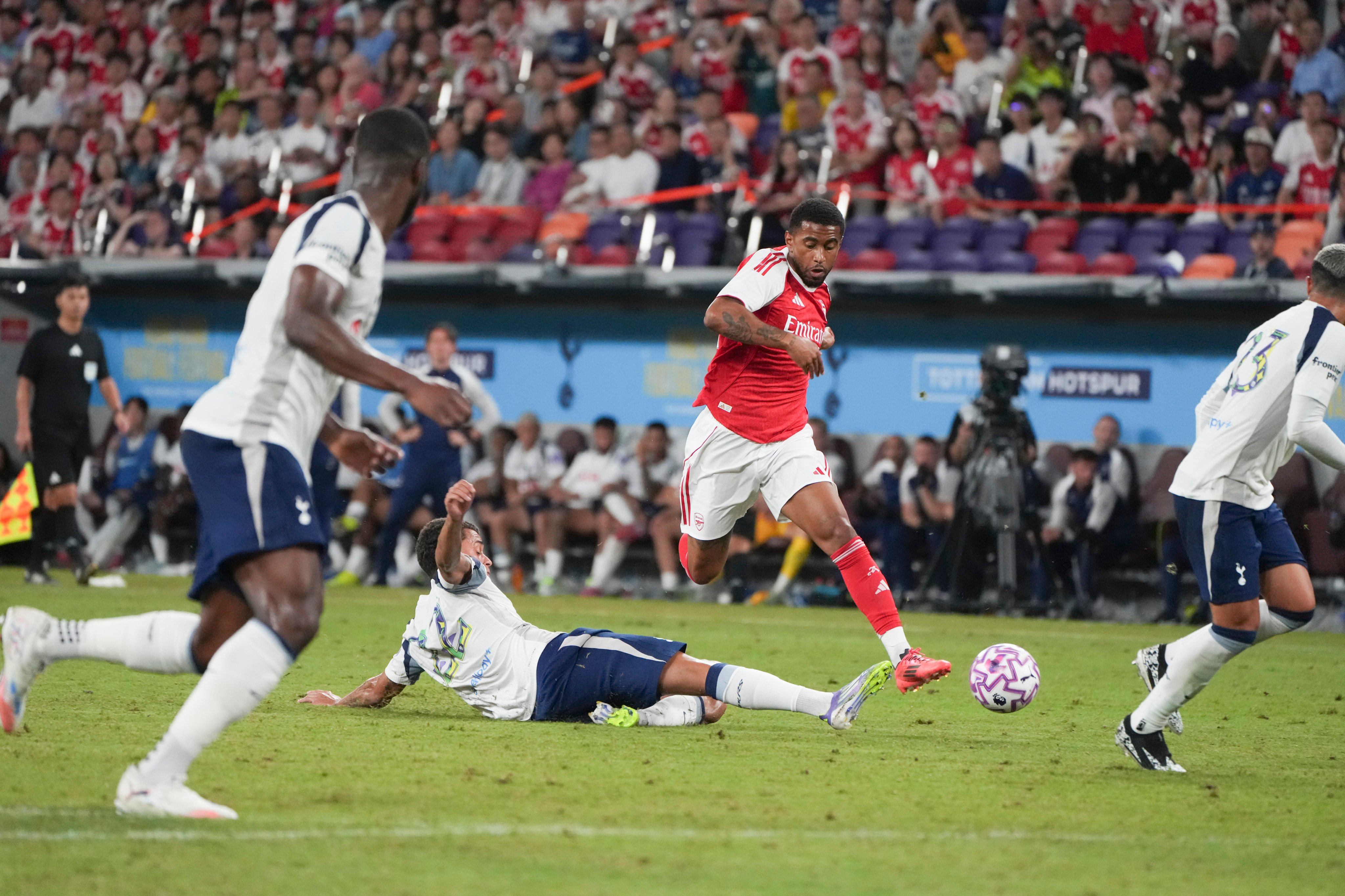 Arsenal’s Reiss Nelson bursts forward during his side’s defeat by Tottenham Hotspur at Kai Tak Stadium last year. Photo: Sam Tsang