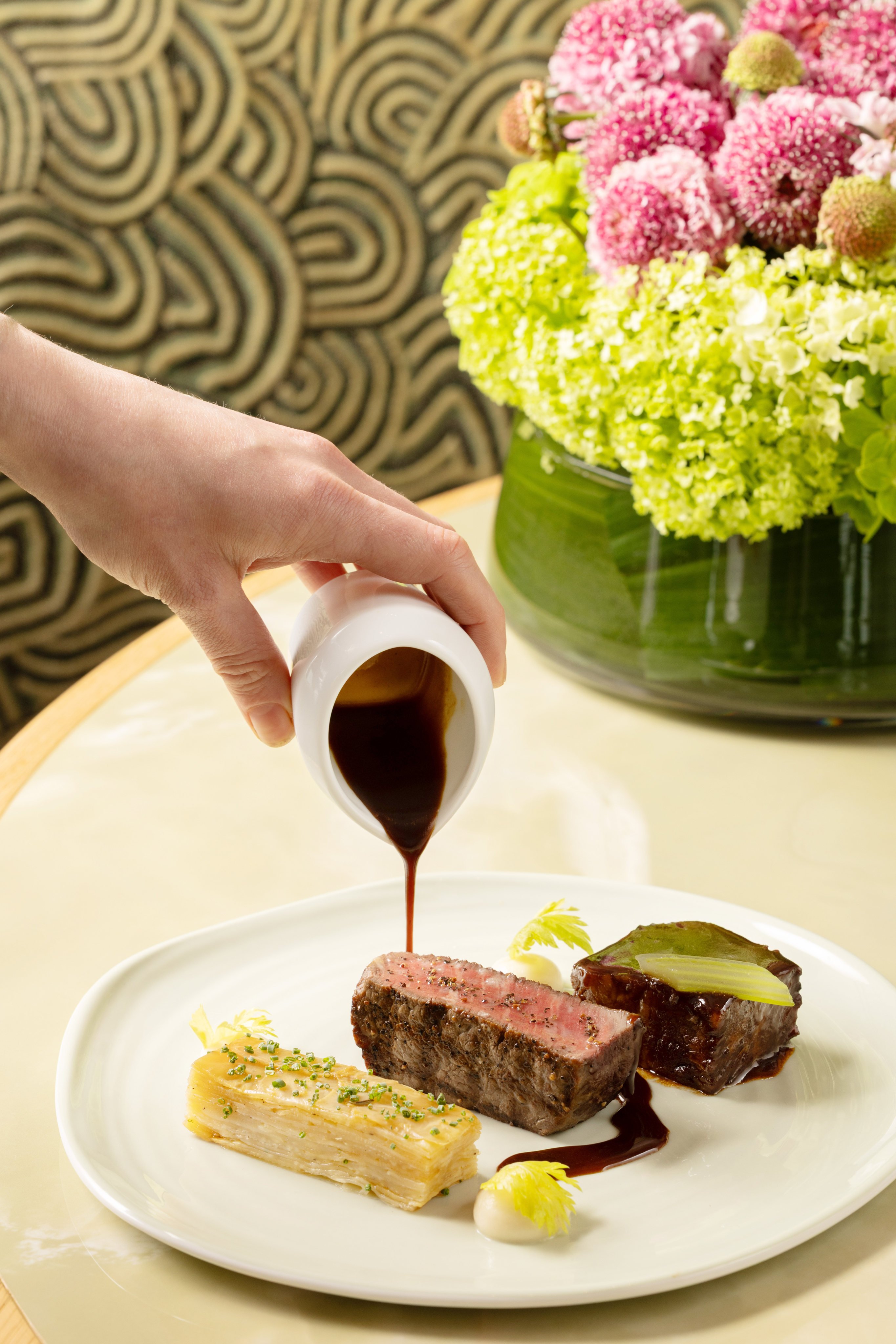 Beef tenderloin and braised short rib with celery and Bordelaise sauce from Terrace Boulud in Central, Hong Kong, part of its Mother’s Day celebration menu on May 10. Photo: Terrace Boulud