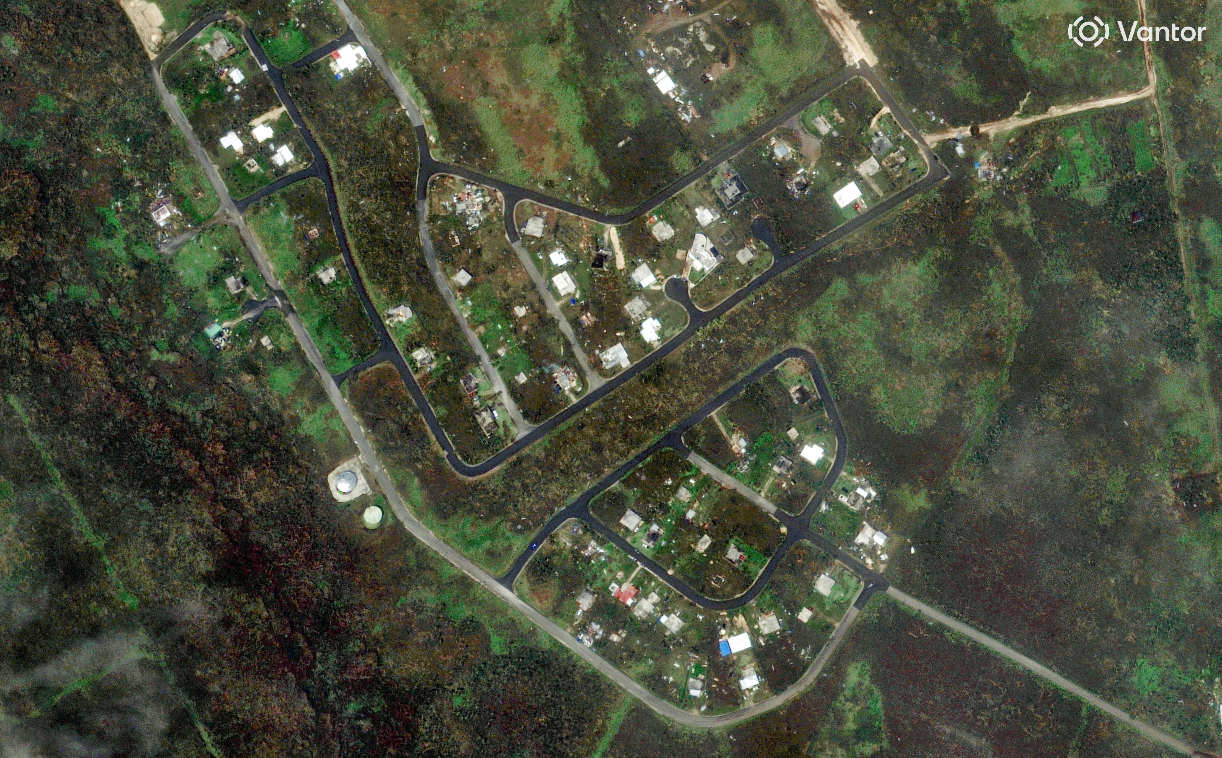 A satellite image shows Carolinas Heights after Typhoon Sinlaku, in Tinian, Northern Mariana Islands on April 17, 2026.     Photo: via Reuters