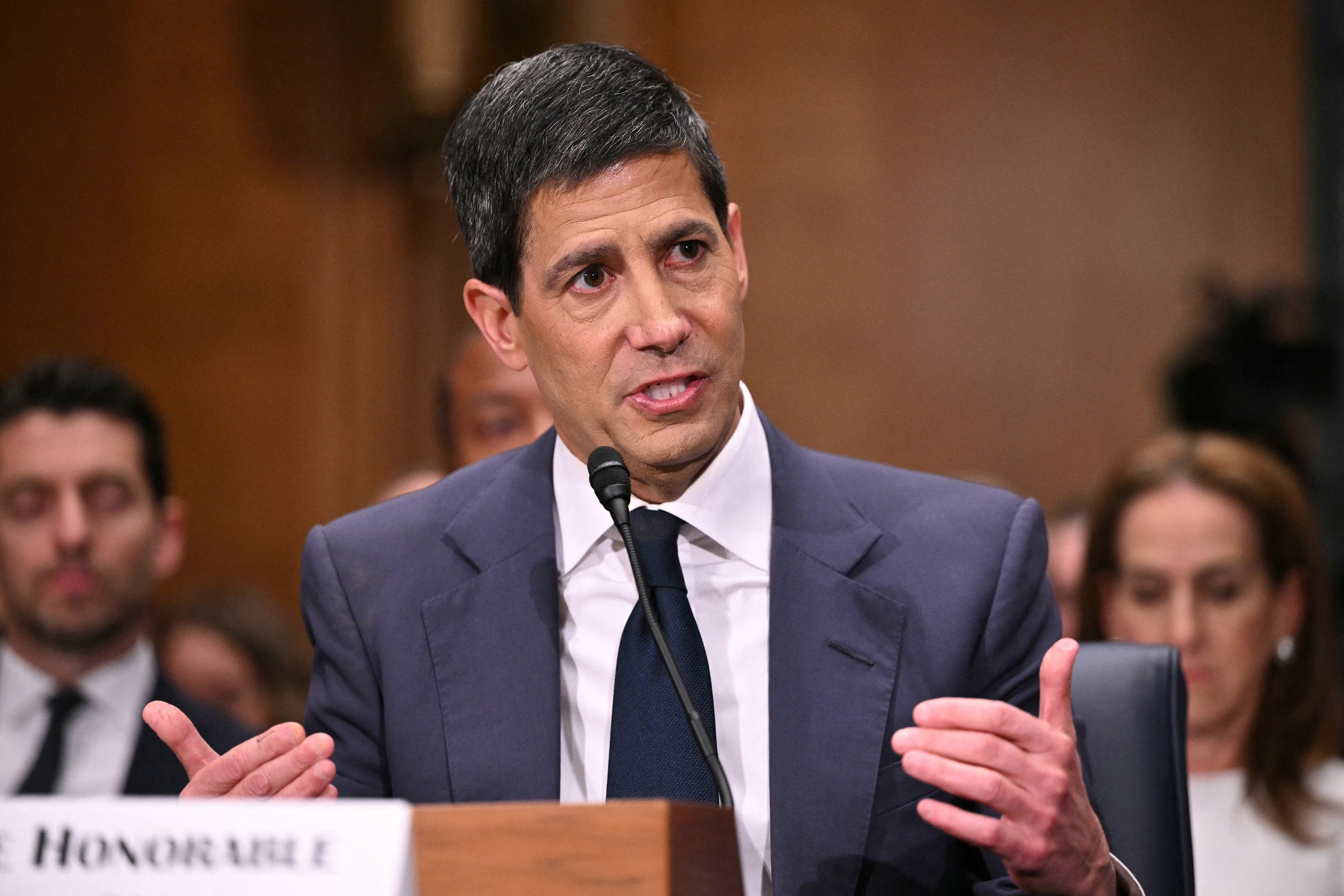 Kevin Warsh, nominee for US Federal Reserve chair, testifies on Tuesday during a Senate Banking Committee hearing in Washington. Photo: TNS