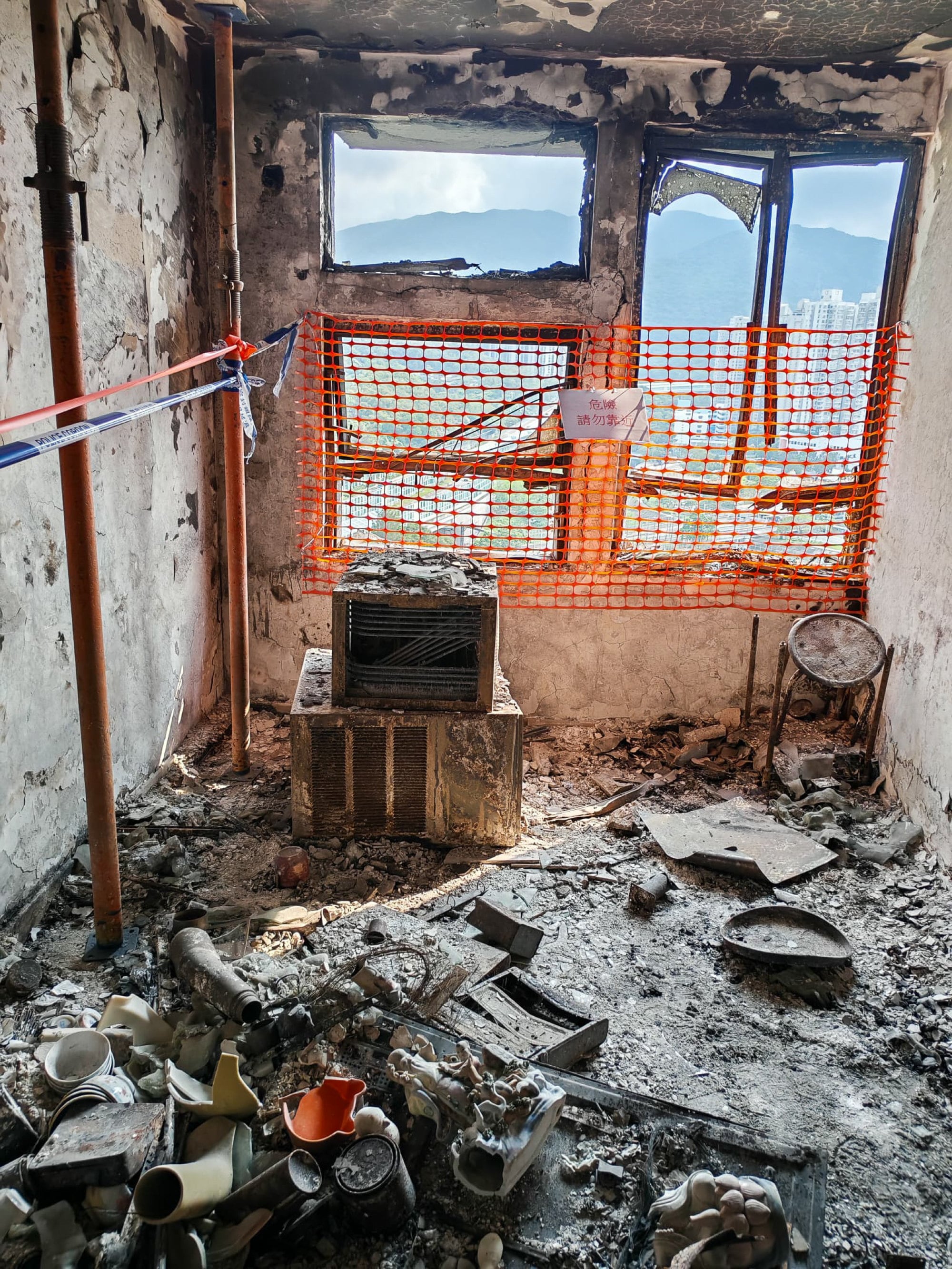 The 22nd-floor flat where Steven Chow’s mother lived was gutted in the blaze. Photo: Handout