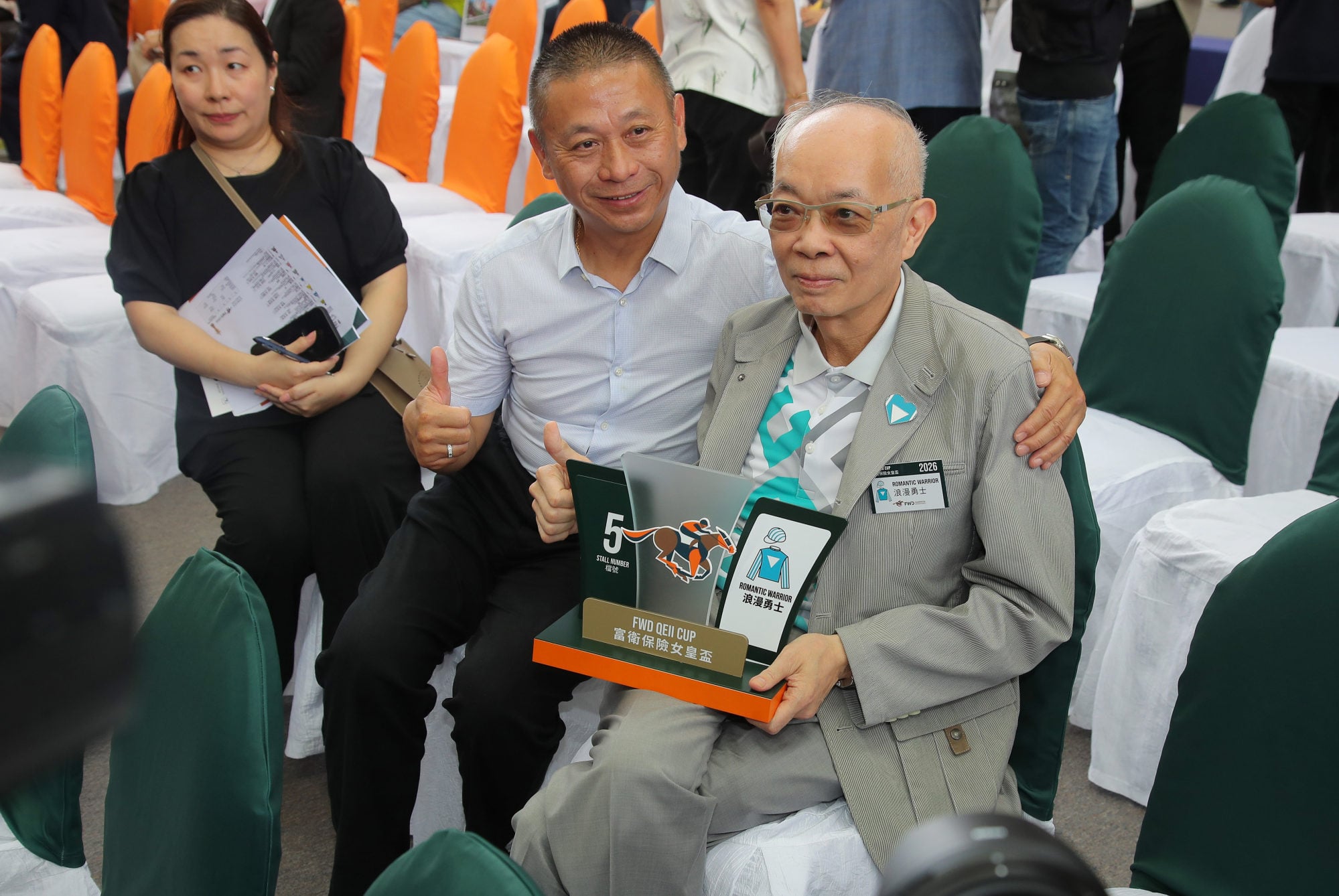 Trainer Danny Shum and owner Peter Lau at Thursday’s barrier draw.
