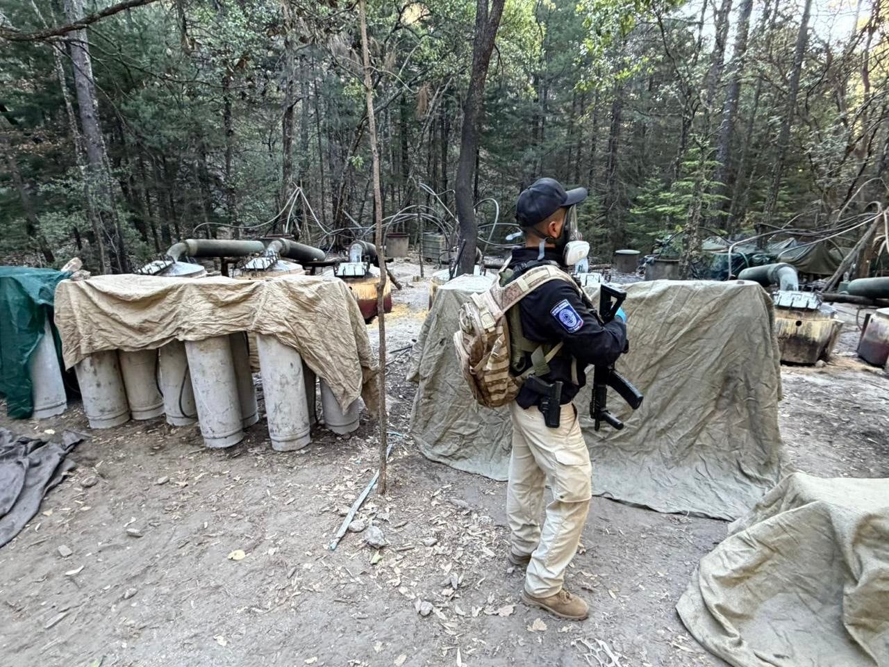 A camp and drug laboratory in a mountainous area near Guachochi, in Chihuahua state, Mexico. Photo: Chihuahua Attorney General’s Office via AFP