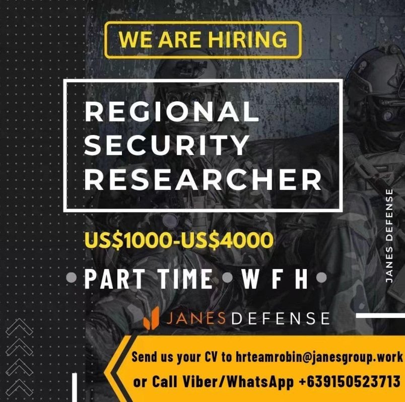The Janes ads appeared to be part of efforts linked to China to draw unsuspecting Filipino defence specialists into giving up key information. Photo: Handout