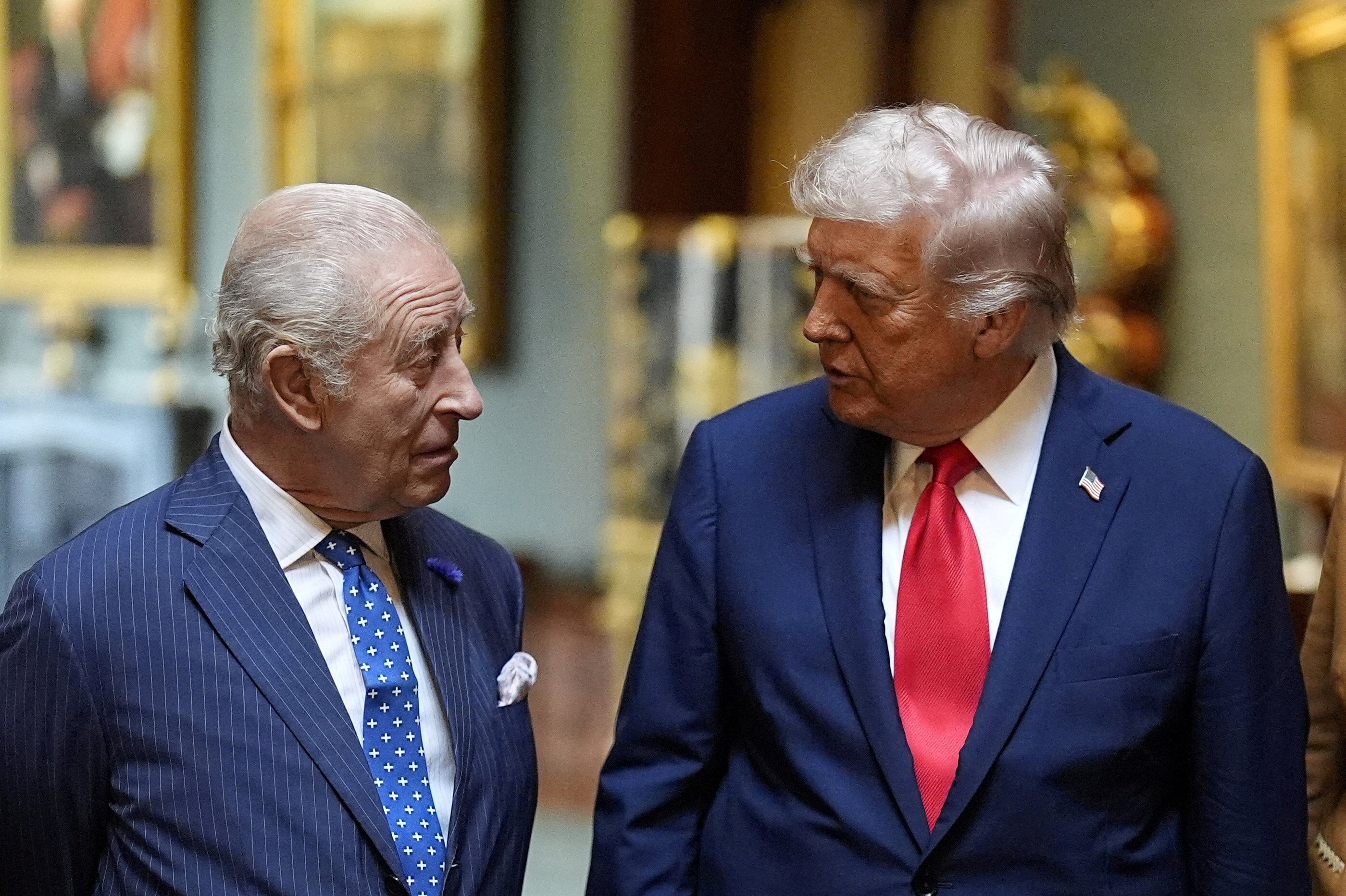 Britain’s King Charles (left) speaks with US President Donald Trump at Windsor Castle in September 2025. Photo: Reuters