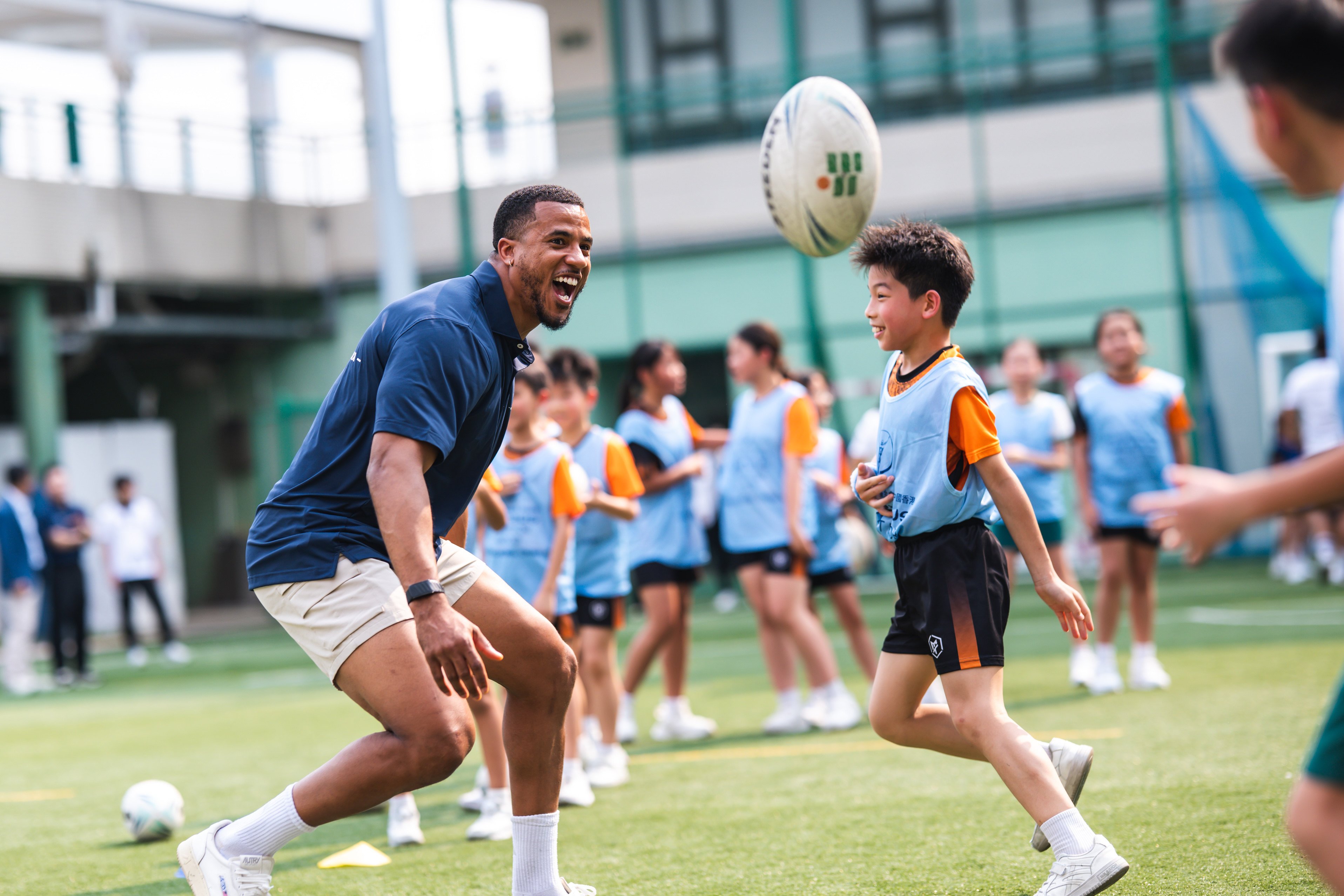 Anthony Watson joins a Laureus Sport For Good community visit to The Education University of Hong Kong. Photo: Laureus