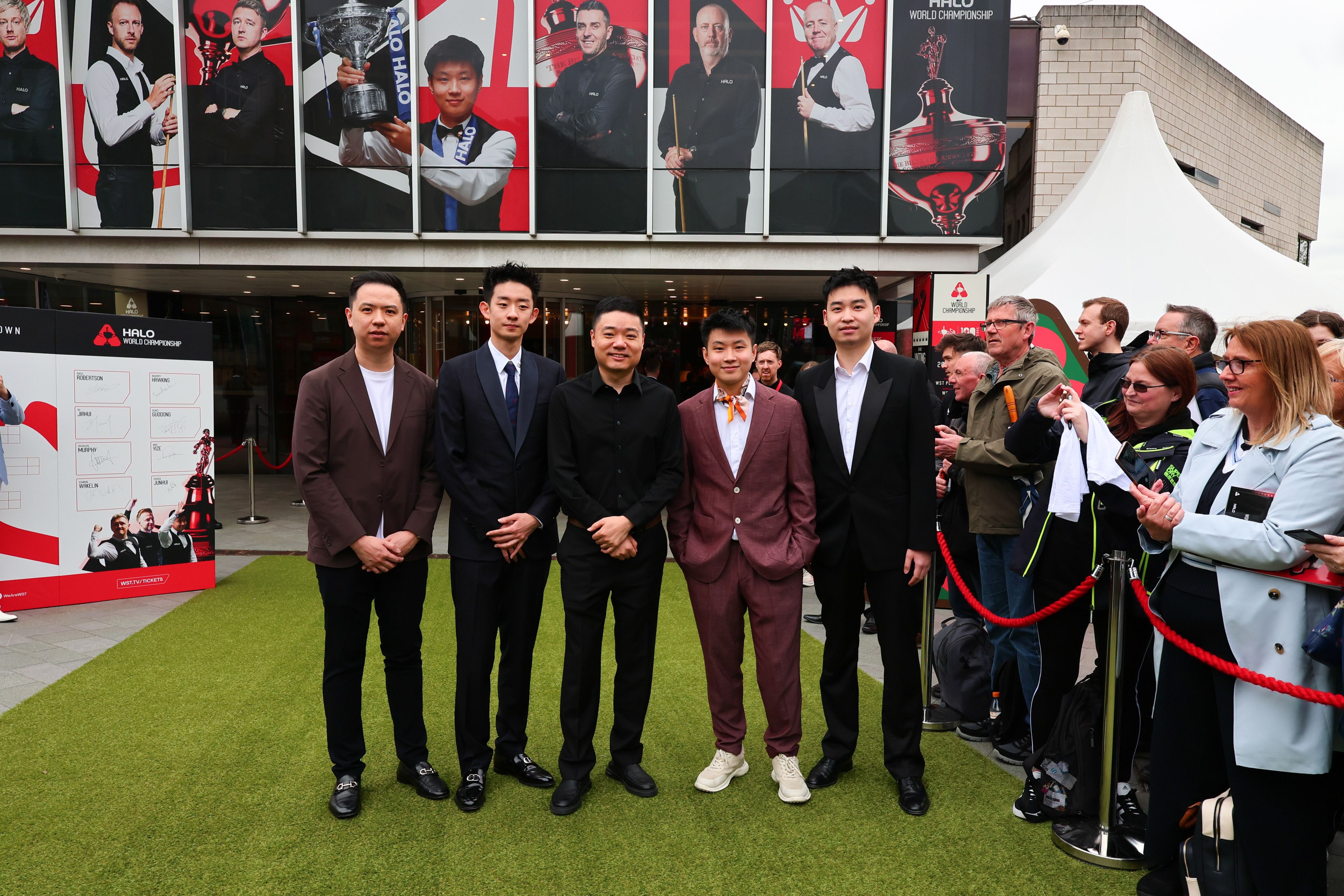 From left, Xiao Guodong, Wu Yize, Ding Junhui and Zhao Xintong are the only four Chinese players who got past the first round of the World Snooker Championship at the Crucible in Sheffield as of Friday morning. Photo: Xinhua