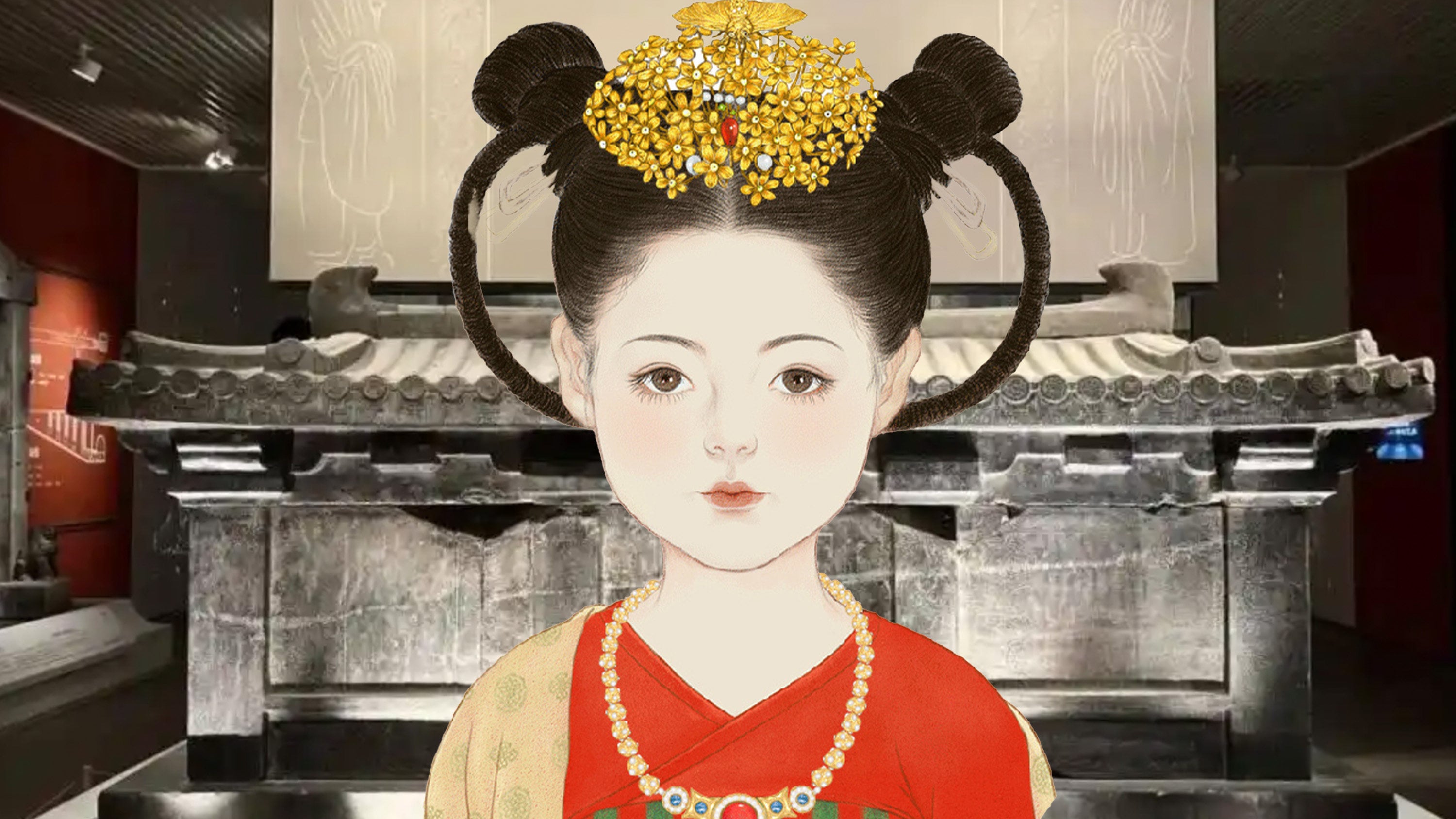 A Sui dynasty girl, remembered as China’s “most pampered child”, died at just nine years of age and was interred in a palace-like stone coffin. Photo: SCMP composite/Baidu/Xian Beilin Museum