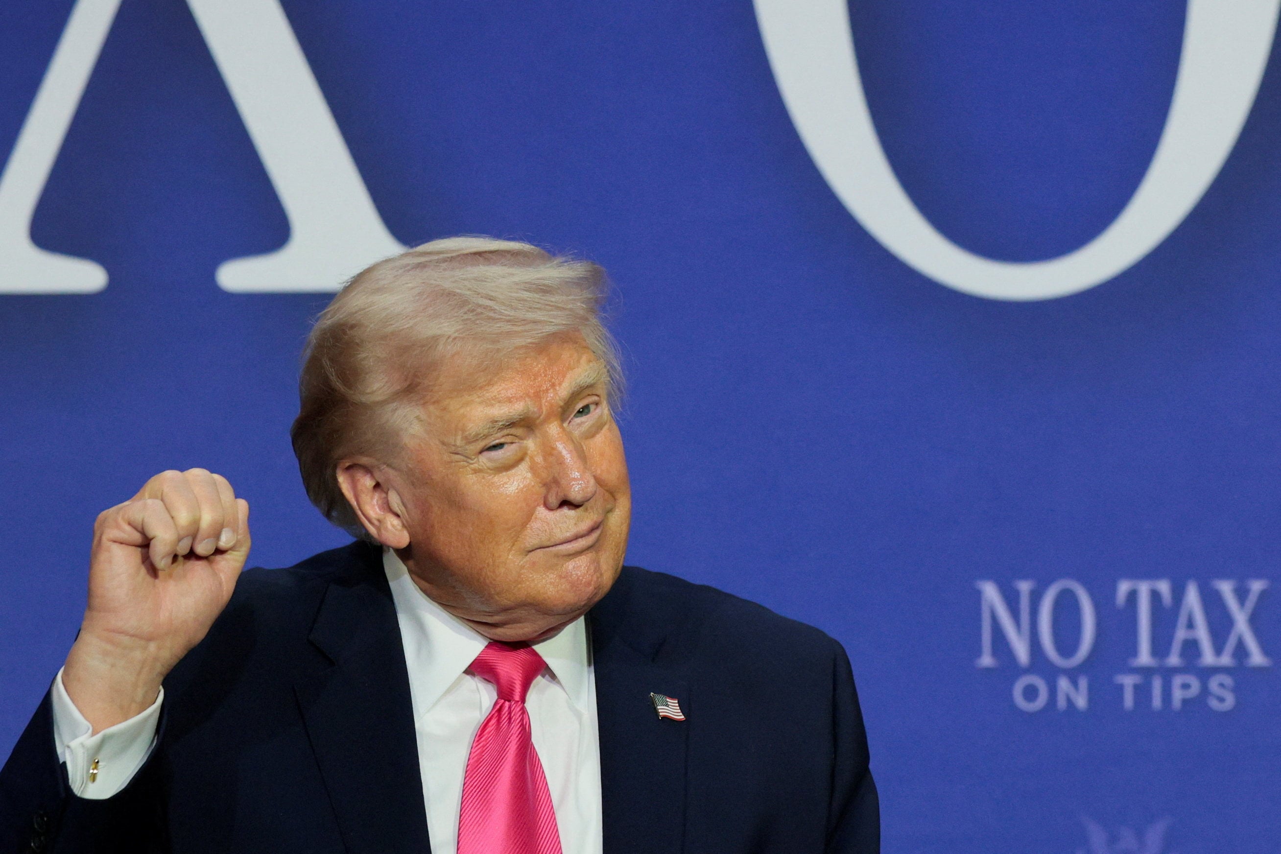 US President Donald Trump gestures during an event in Las Vegas, Nevada, on April 16. Photo: Reuters