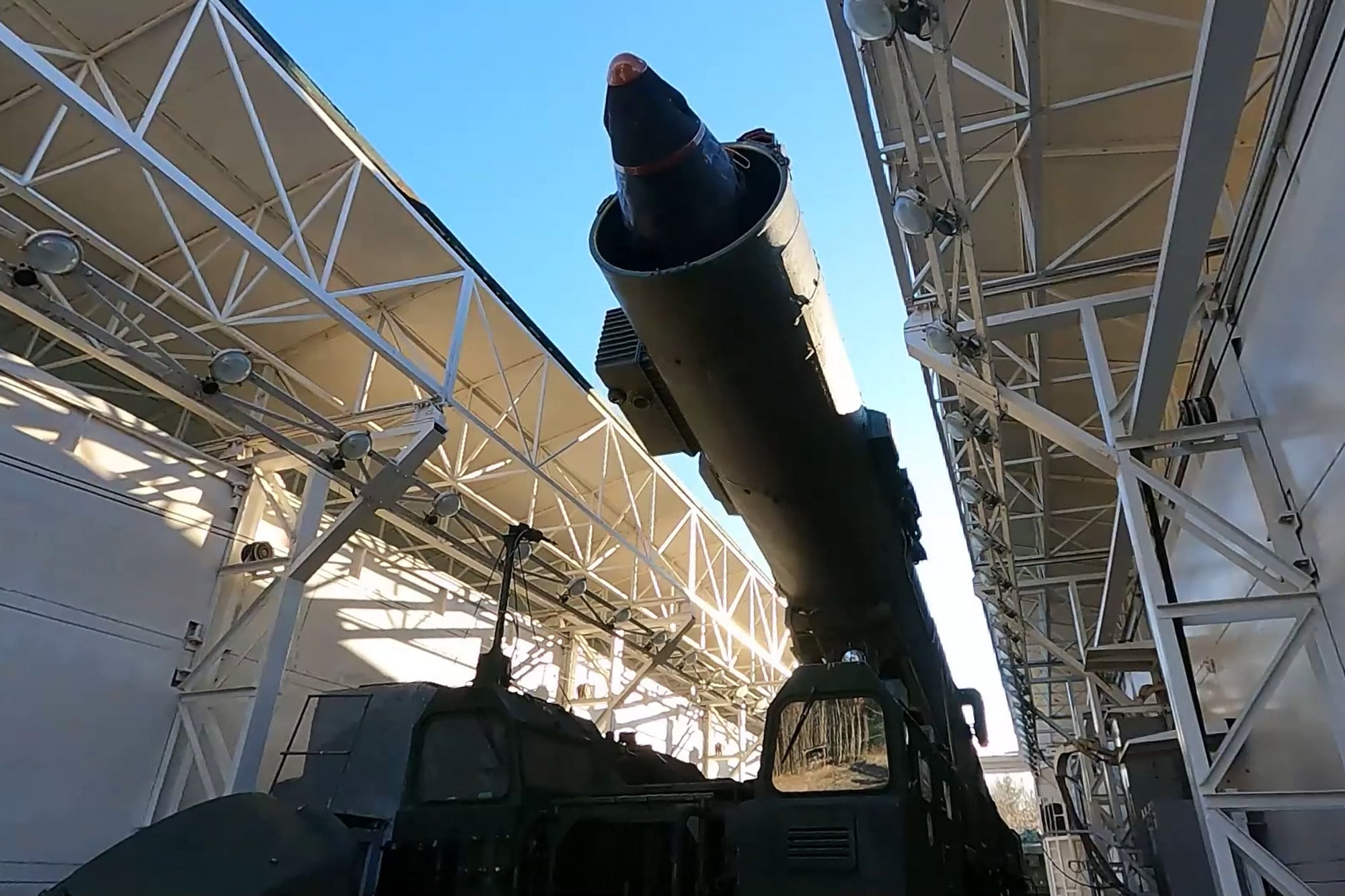 A Yars intercontinental ballistic missile is seen at Russia’s Plesetsk testing field in footage released in October 2025. Photo: Russian Defence Ministry via AFP