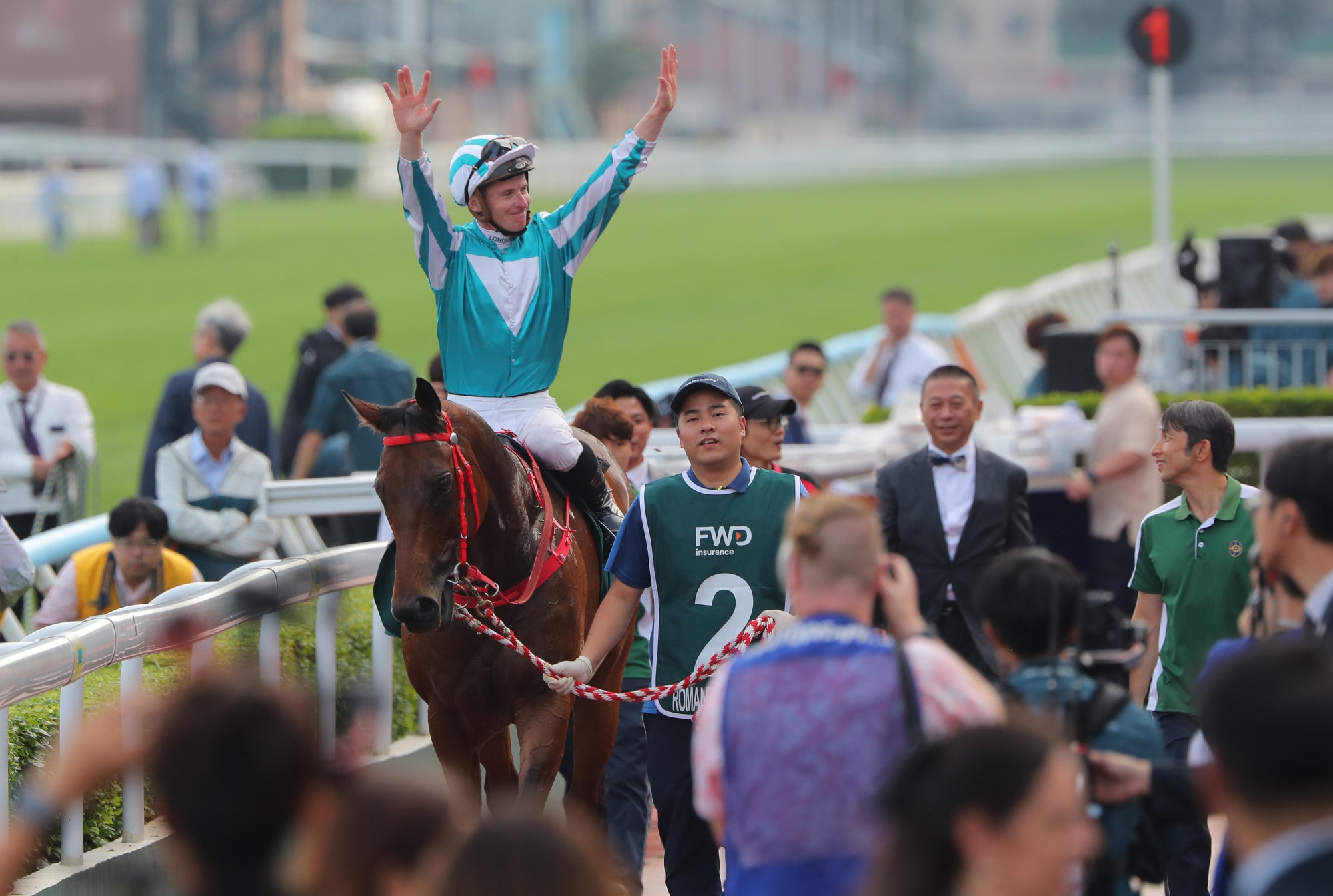 Romantic Warrior heads into the winner’s enclosure.