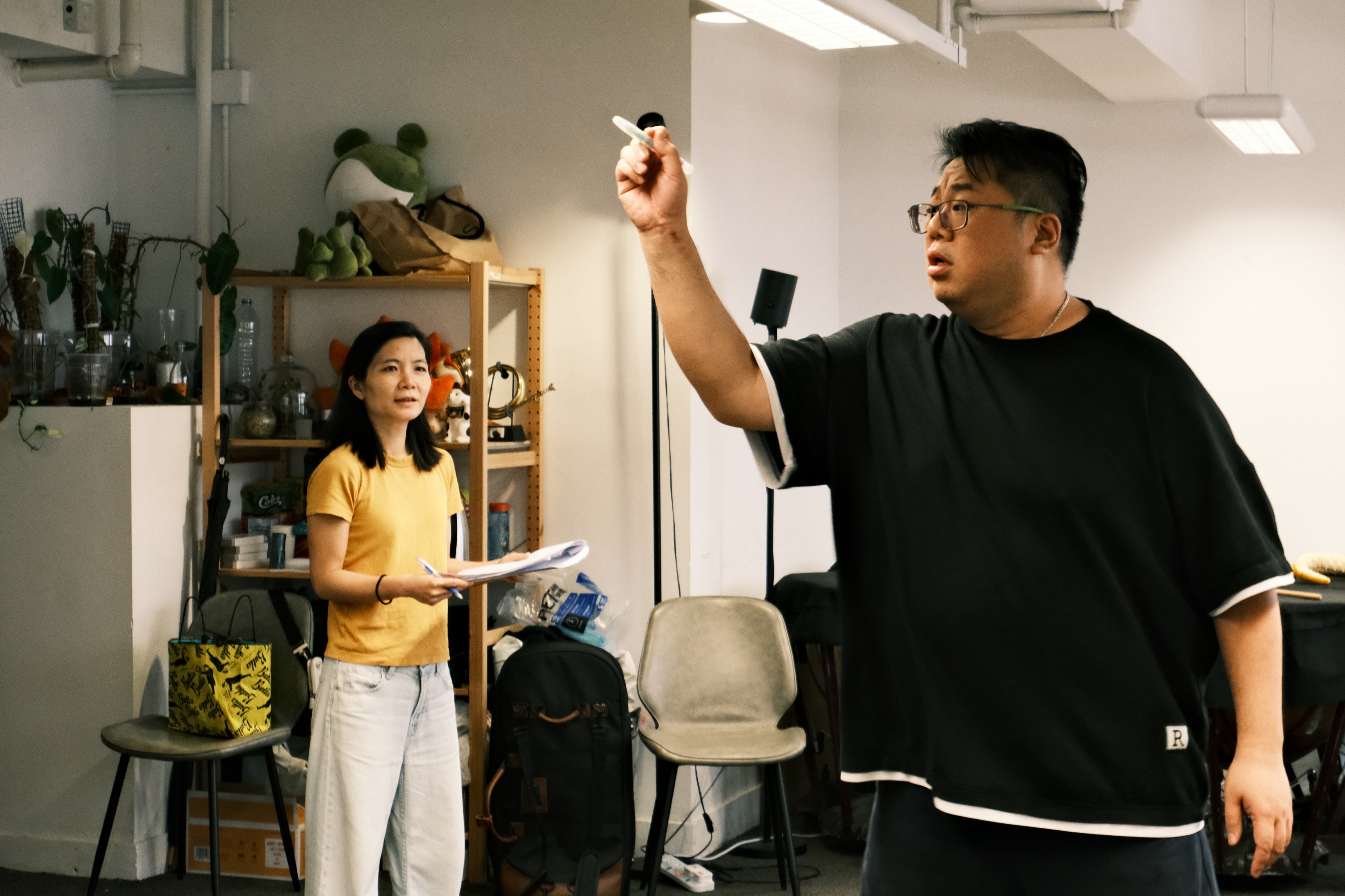 Mo Lai Yan-chi (left) directs a rehearsal session for The Diary, a new music-theatre production from Hong Kong’s Anima Ensemble that combines opera, contemporary dance, theatre and media art.  Photo: Anima Ensemble